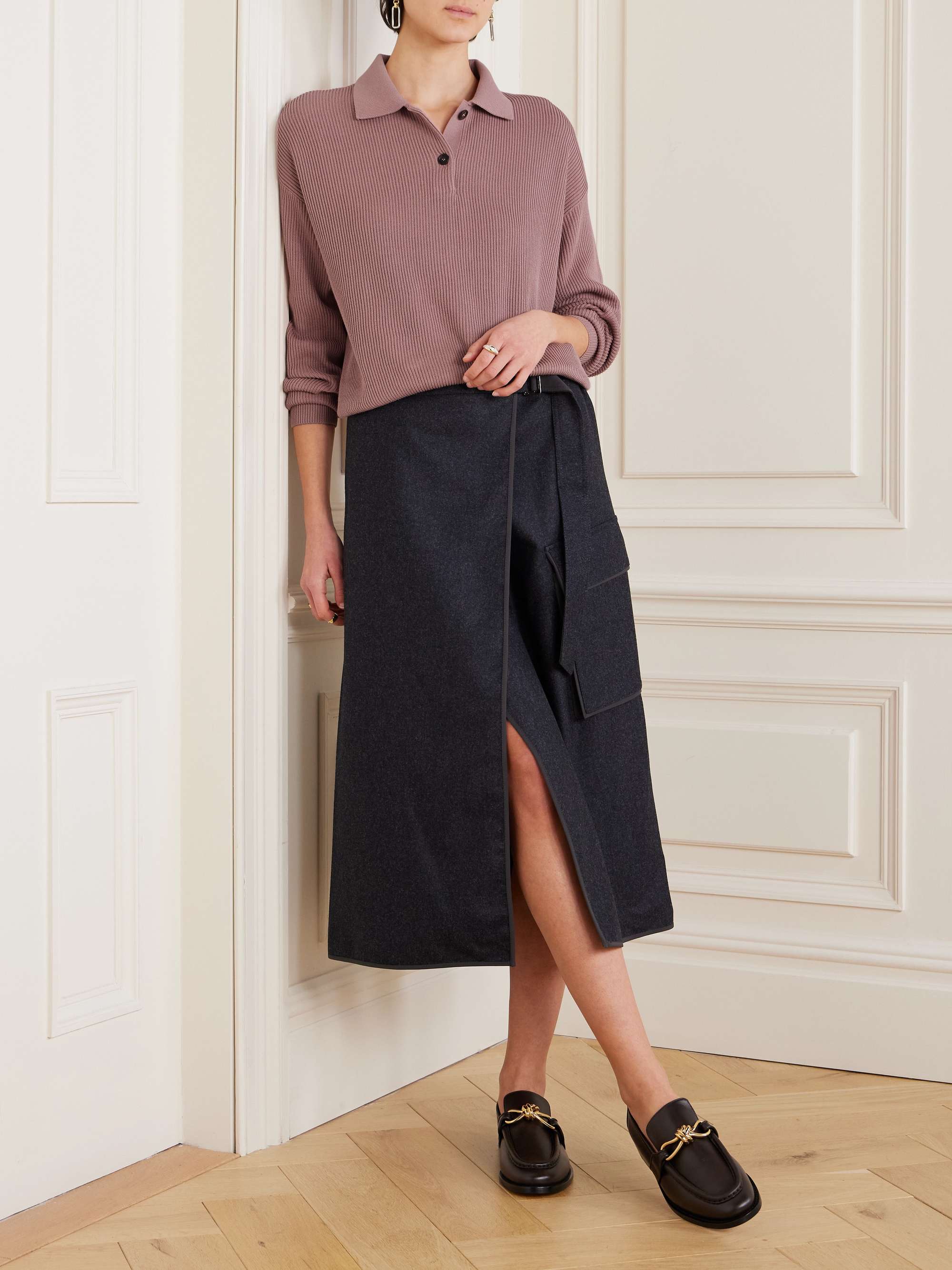 Bead-embellished ribbed cotton sweater view