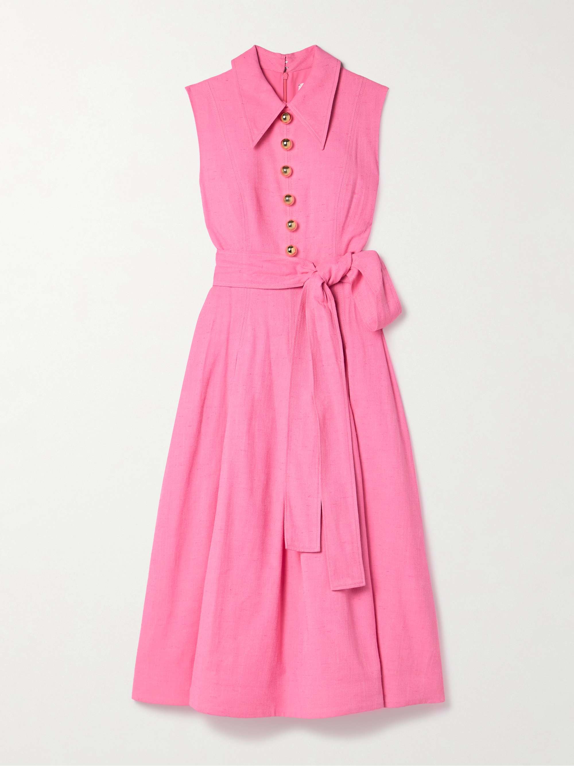 Belted woven midi shirt dress hero visual