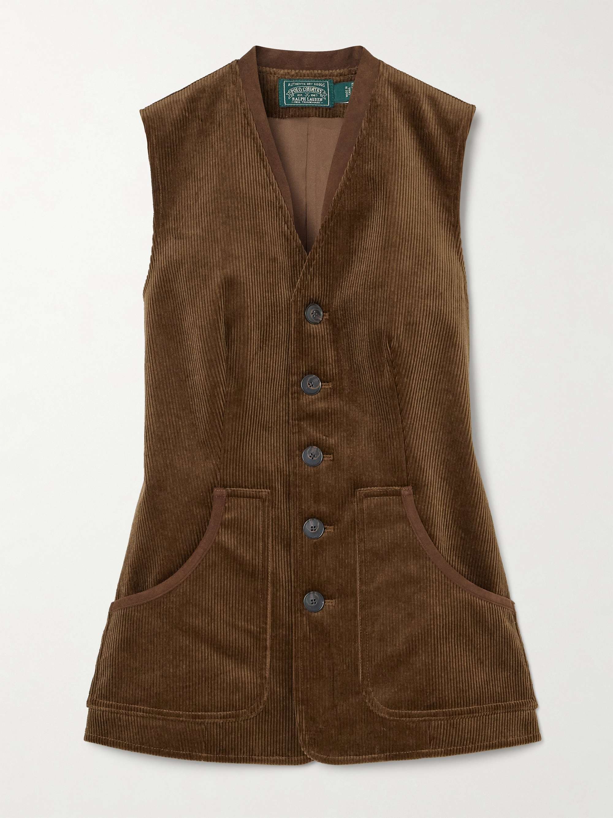 Velvet-trimmed cotton-blend corduroy vest hero visual