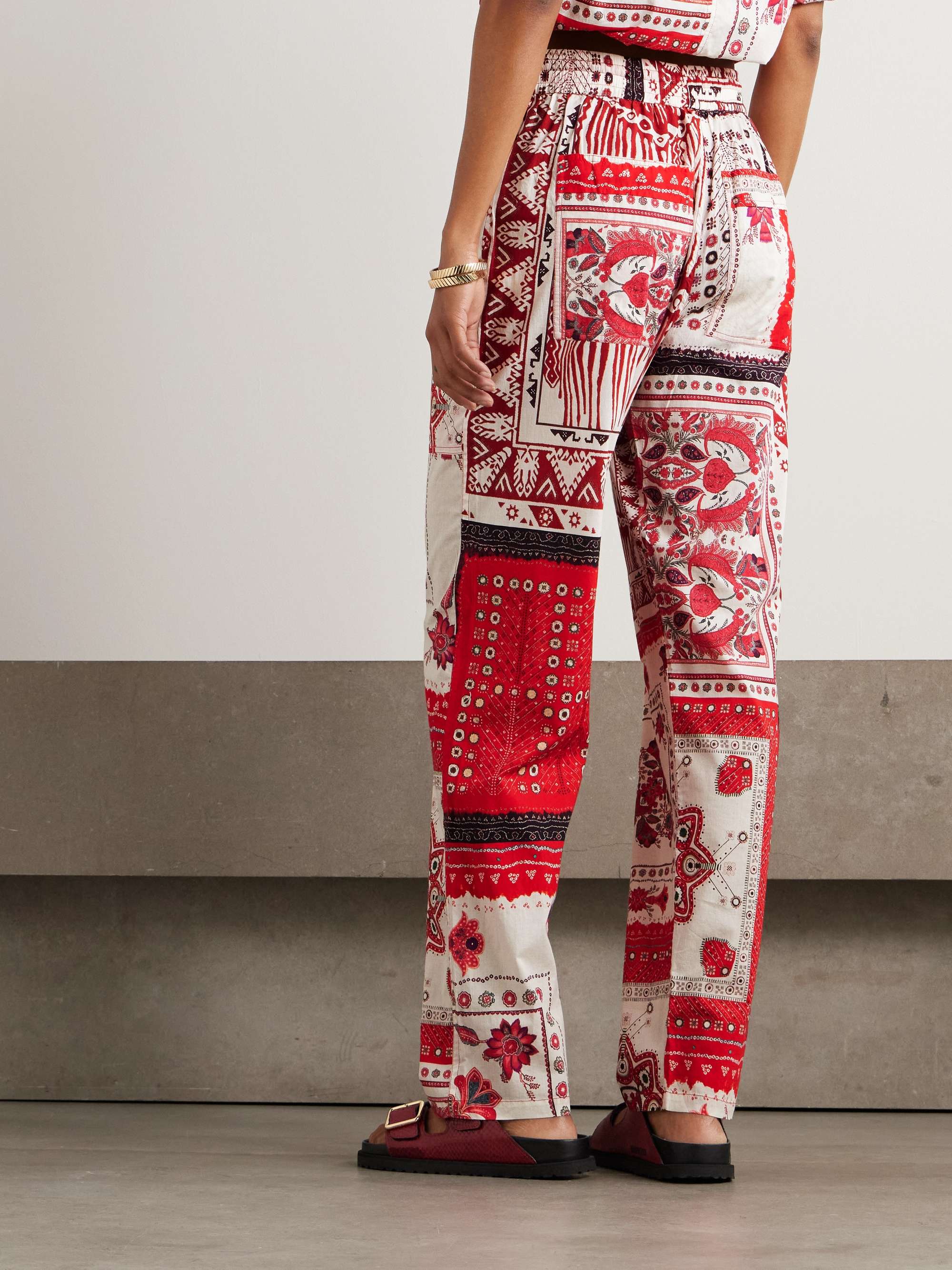 Fedora printed cotton-voile straight-leg pants view