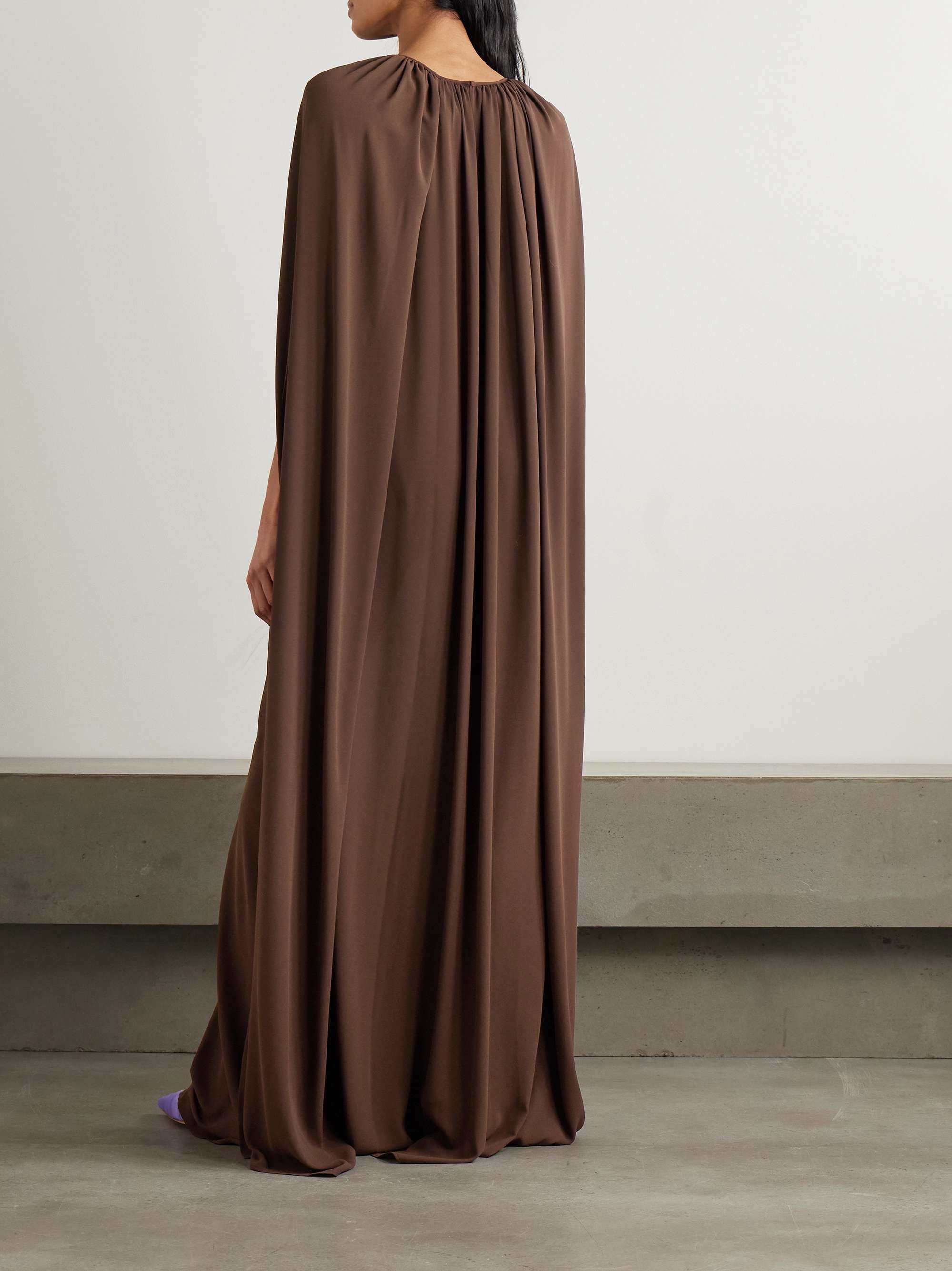 Minnie cape-effect crepe de chine gown view