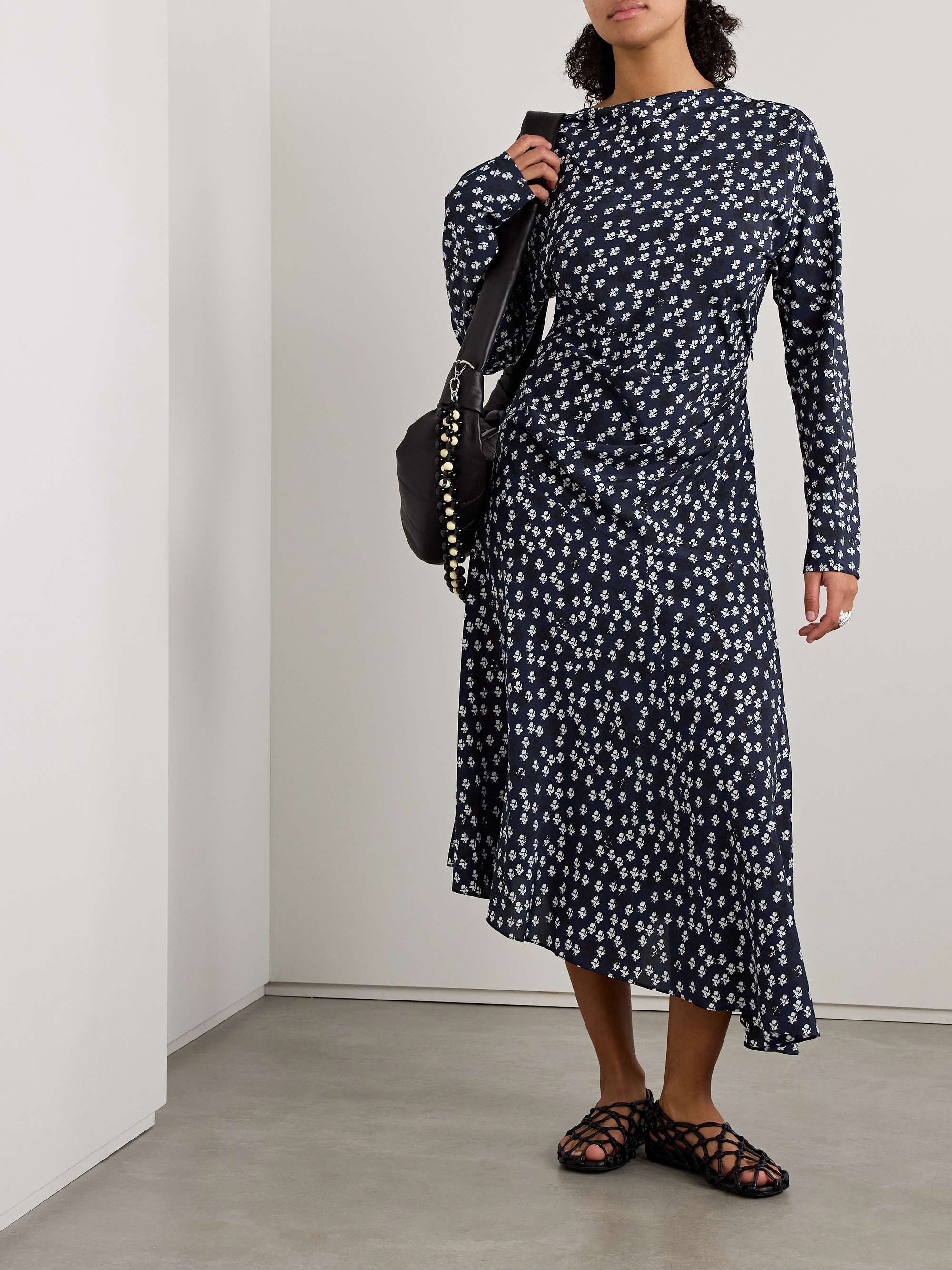 Alina draped floral-print crepe midi dress view