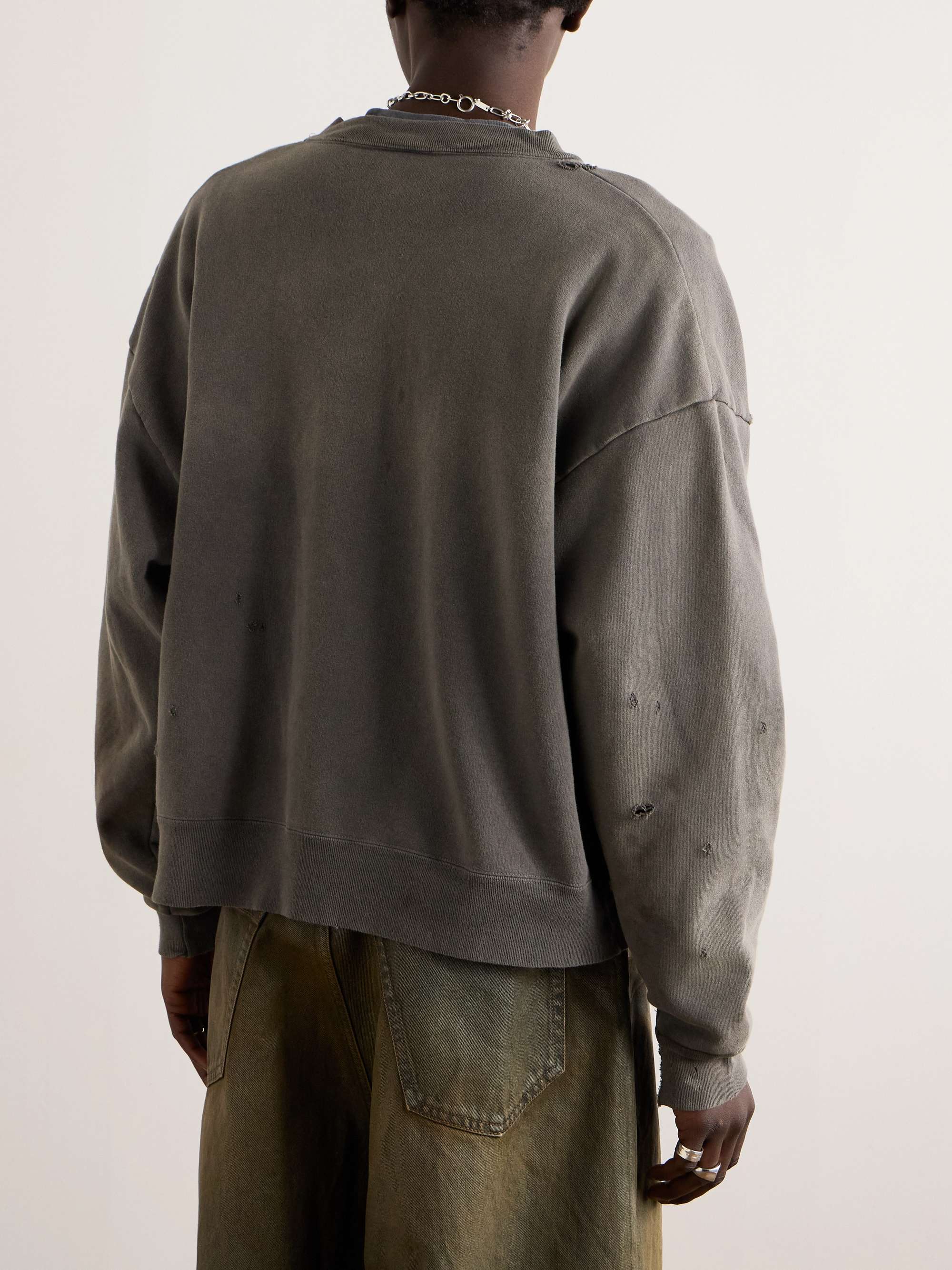 Distressed Cotton-Jersey Bomber Jacket view