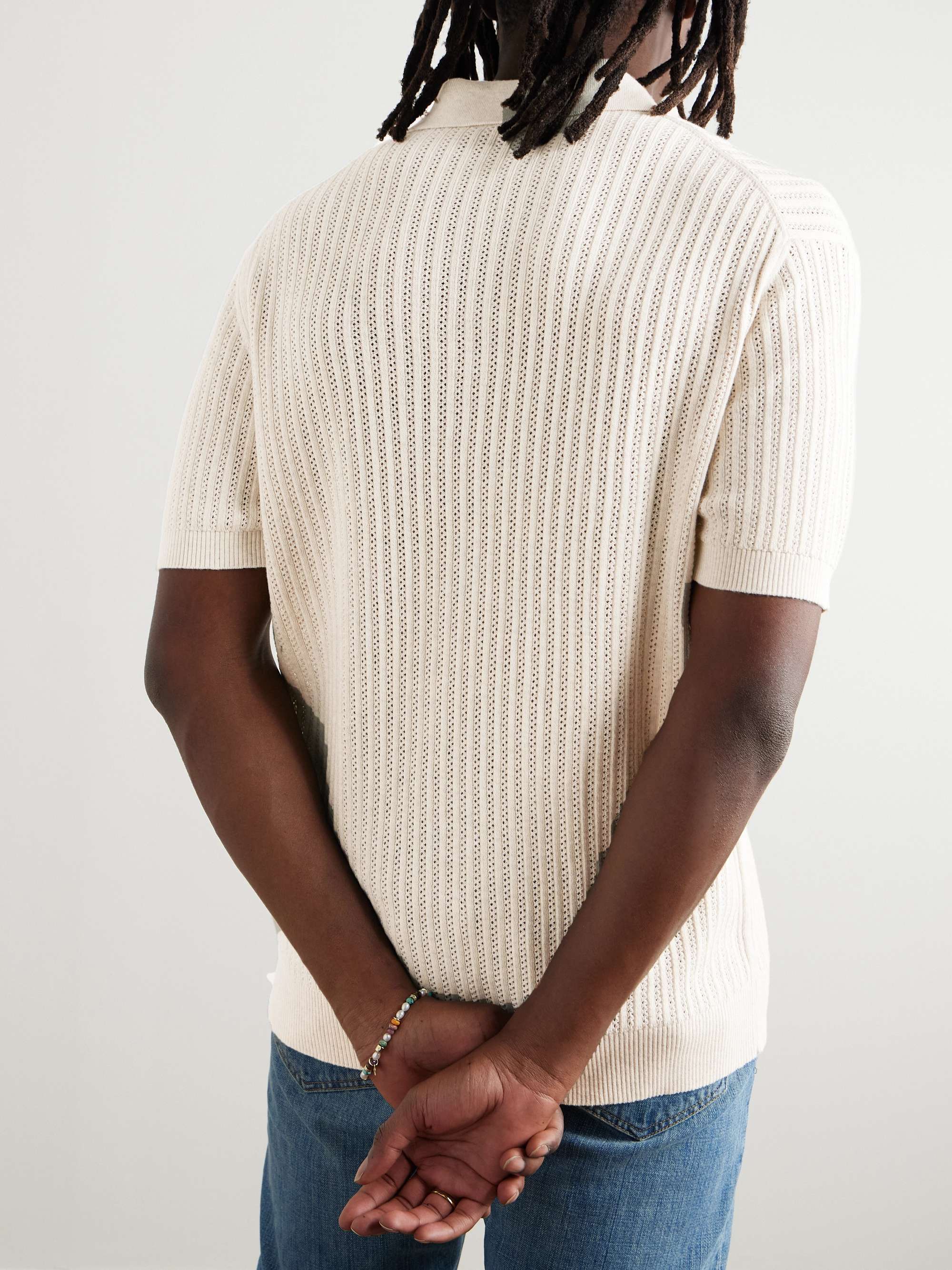 Rino Ribbed Cotton and Cashmere-Blend Polo Shirt view