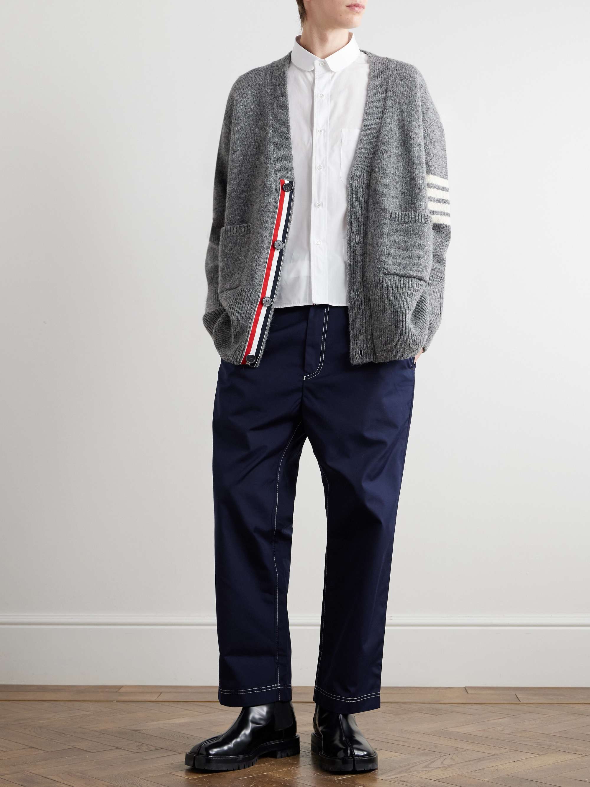 Penny-Collar Logo-Appliquéd Cotton-Poplin Shirt view