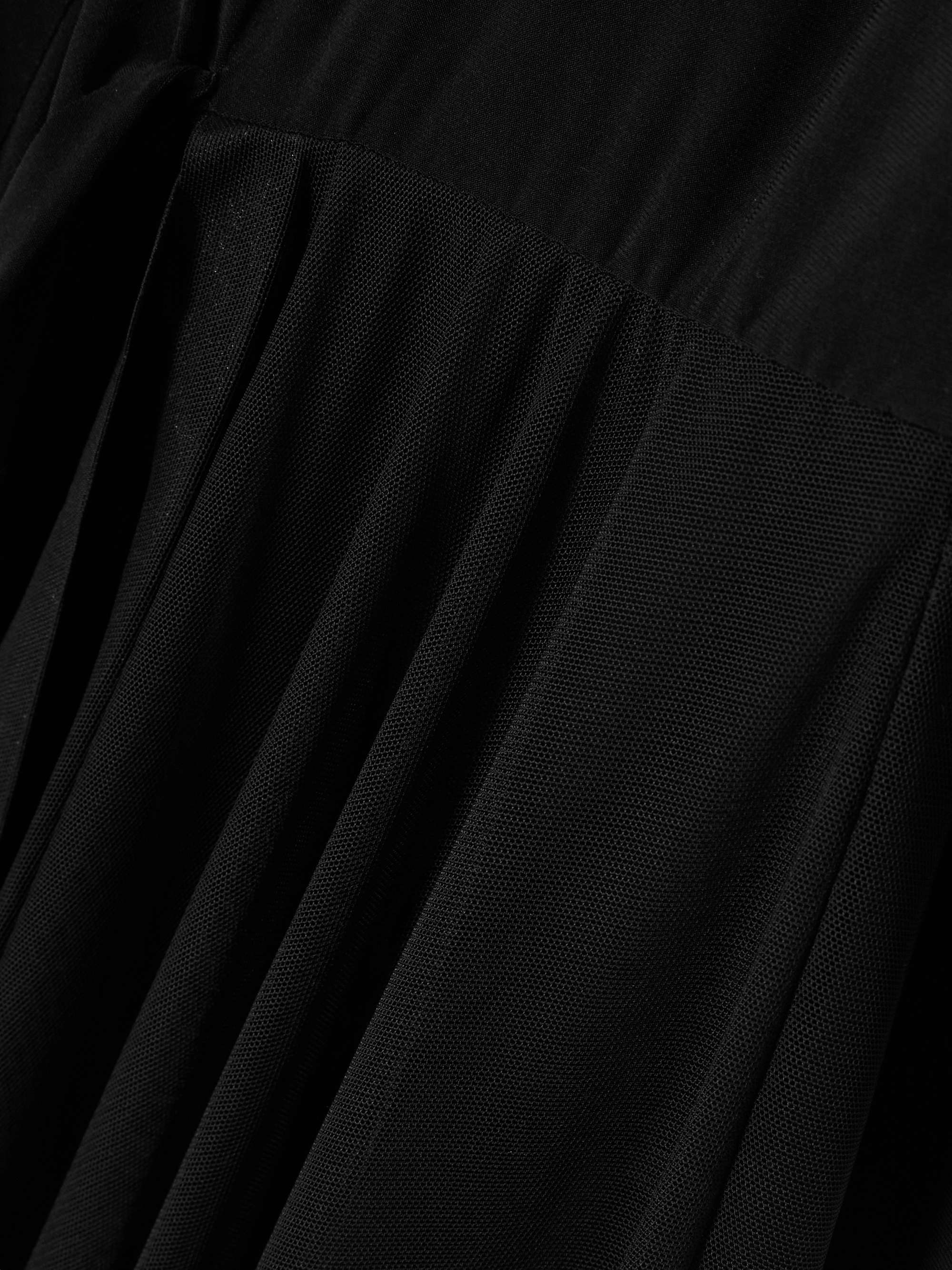 Pleated mesh-trimmed stretch-jersey midi dress view