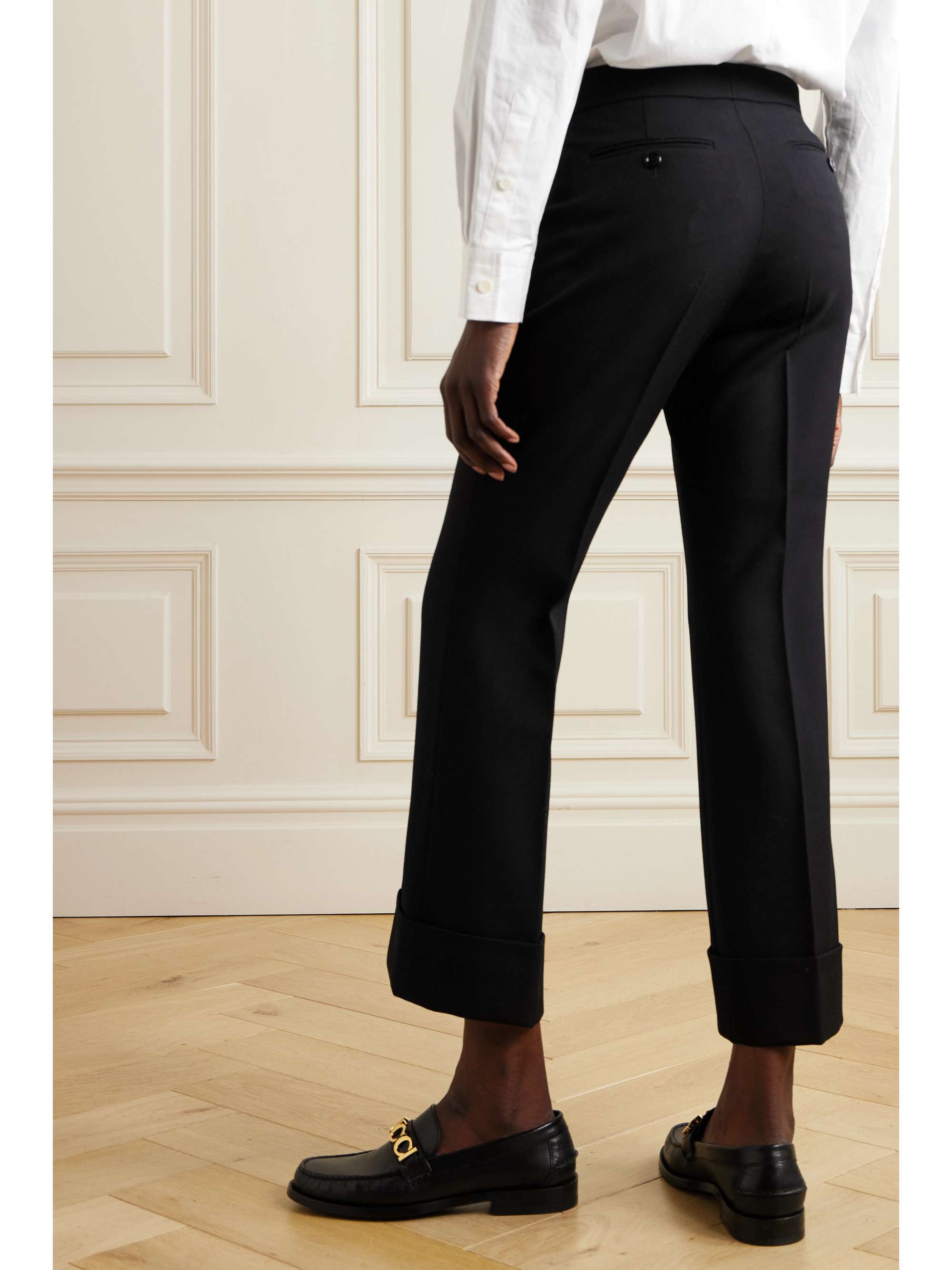 Cropped wool flared pants view