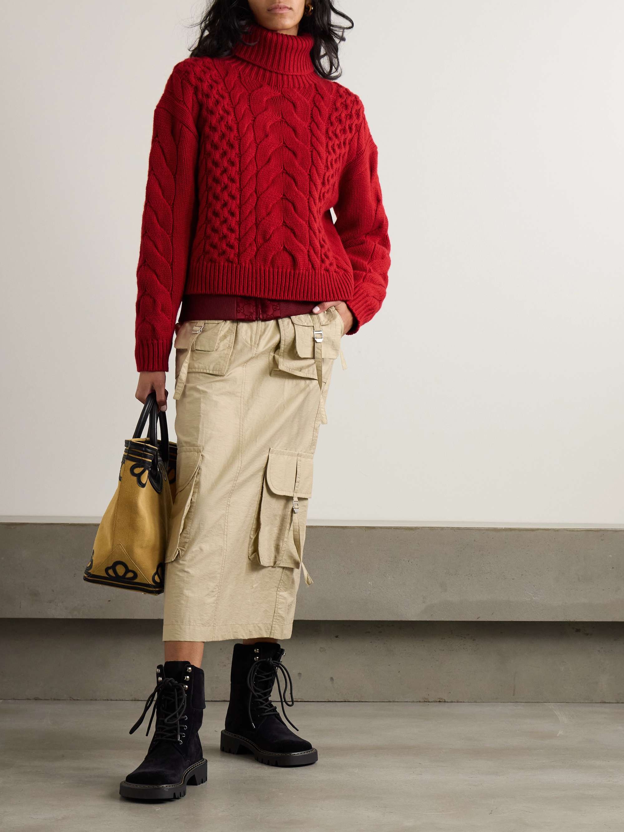 Cable-knit wool and alpaca-blend turtleneck sweater view
