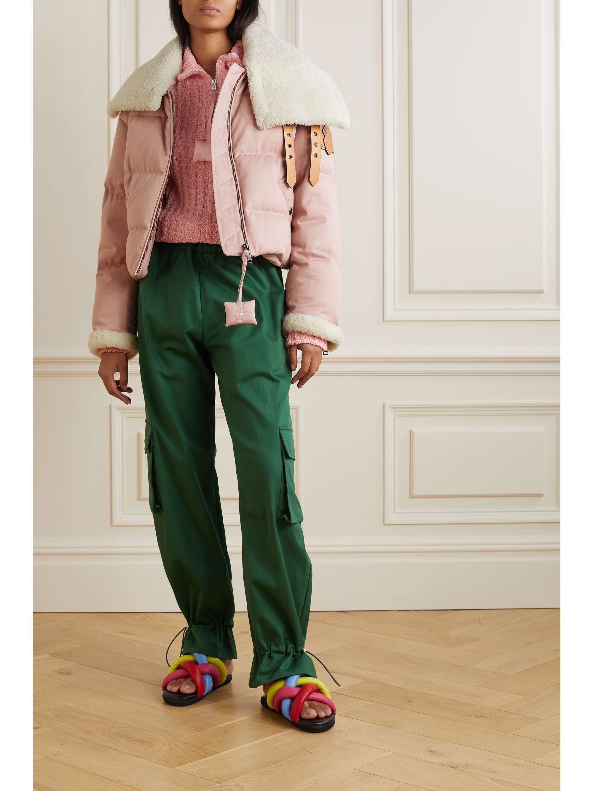 + JW Anderson Penygarder shearling-trimmed quilted denim down jacket view
