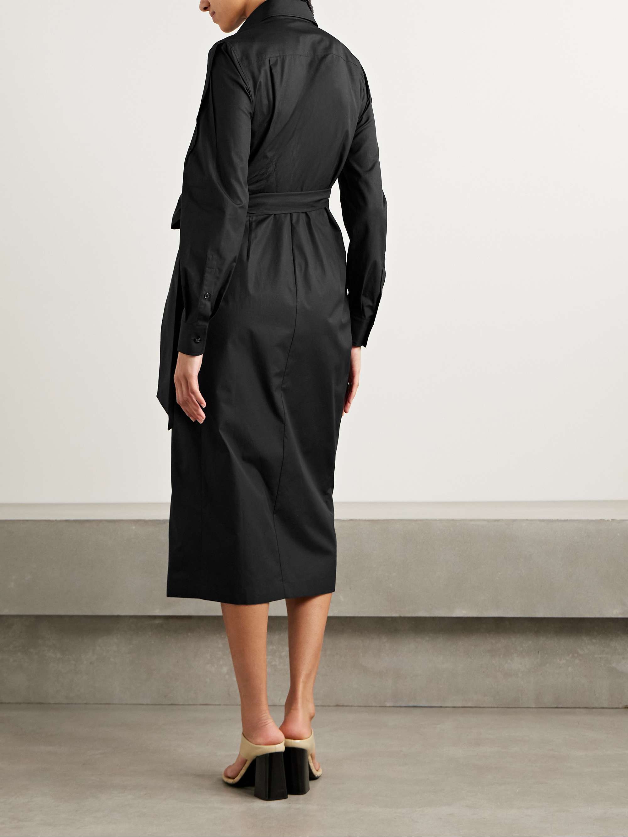 Agrume pleated cotton-poplin midi wrap dress view
