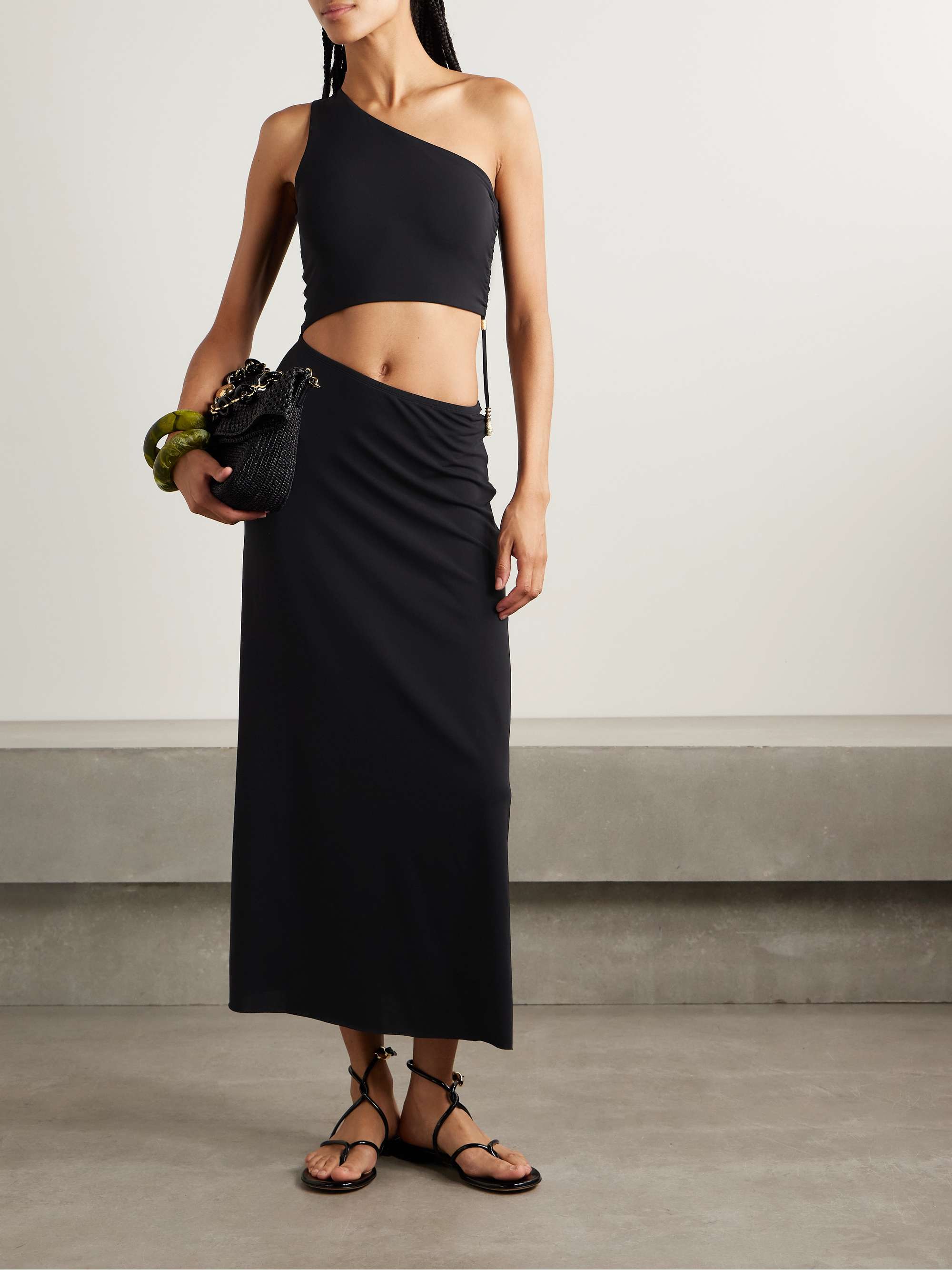 Legende one-shoulder embellished cutout stretch-jersey maxi dress view