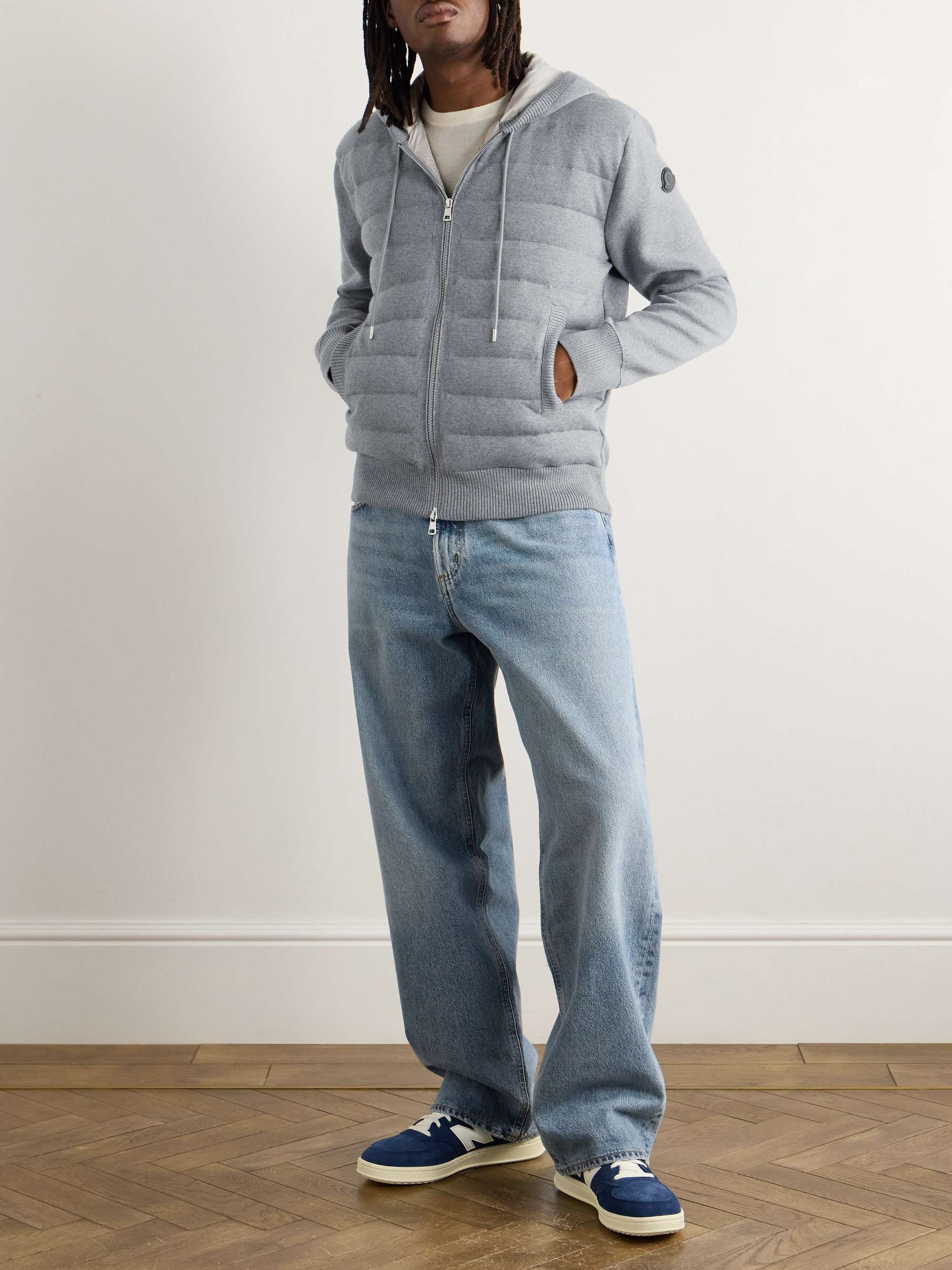 Quilted Wool-Blend Hooded Down Jacket view