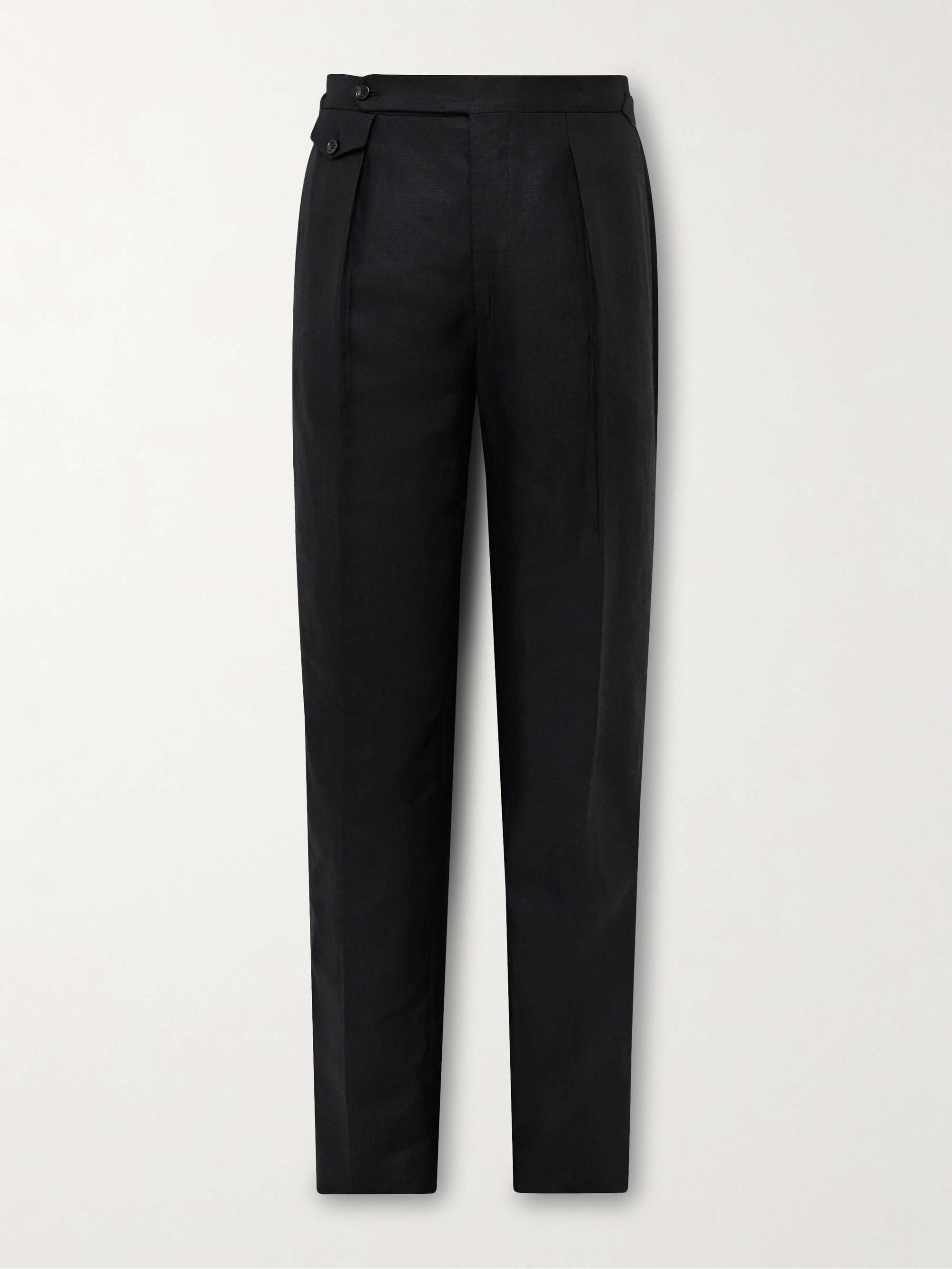Waverly Slim-Fit Straight-Leg Pleated Linen Suit Trousers hero visual