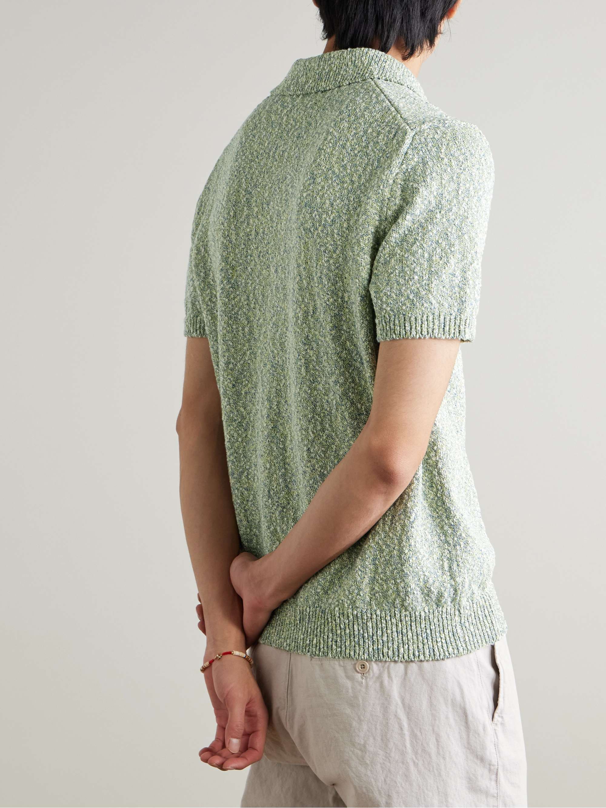 Open-Collar Mélange Organic Cotton Polo Shirt view