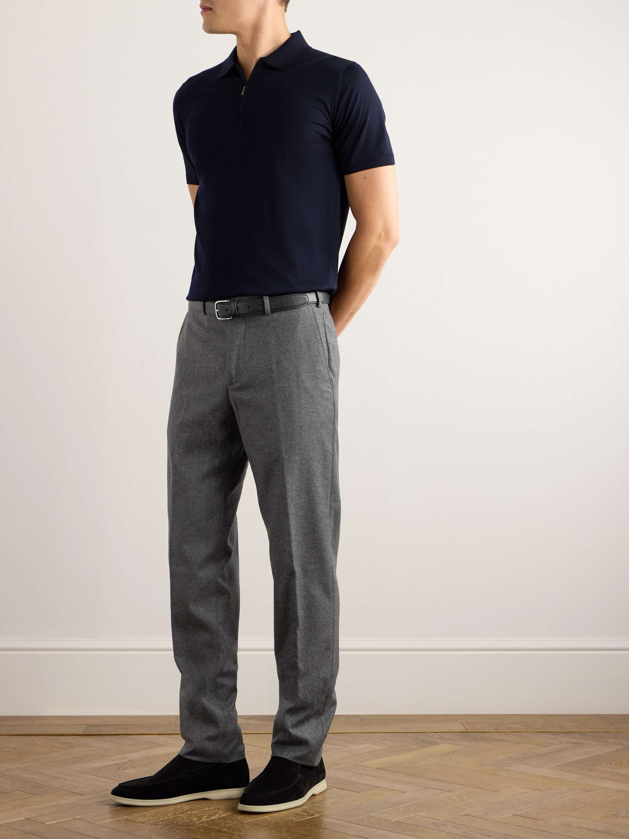 Carlo Straight-Leg Wool and Cashmere-Blend Flannel Trousers view