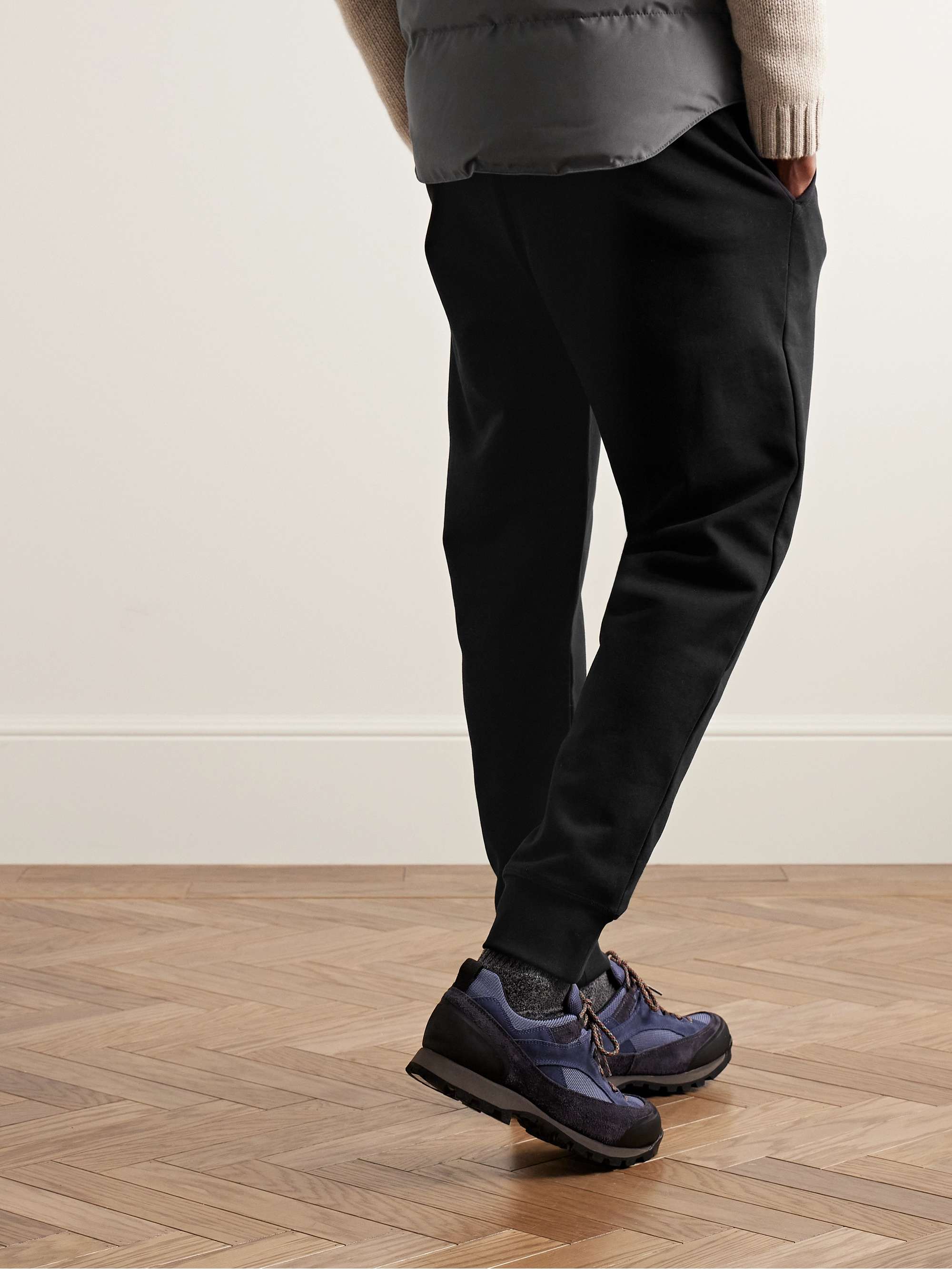 Black Label Huron Tapered Logo-Appliquéd Cotton-Jersey Sweatpants view