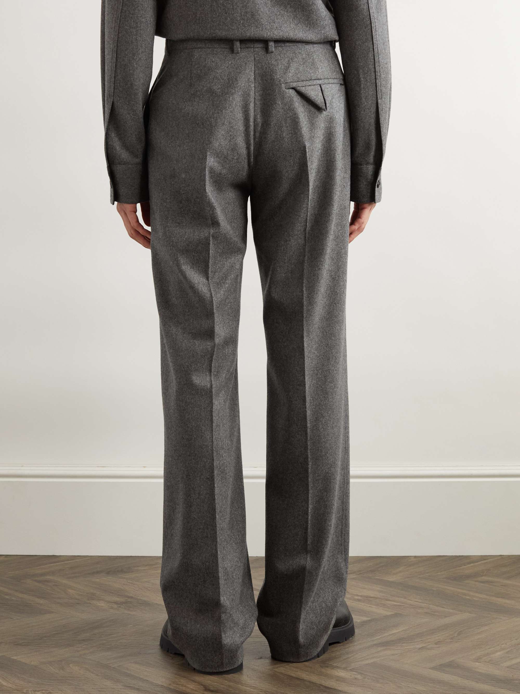Straight-Leg Wool-Flannel Trousers view
