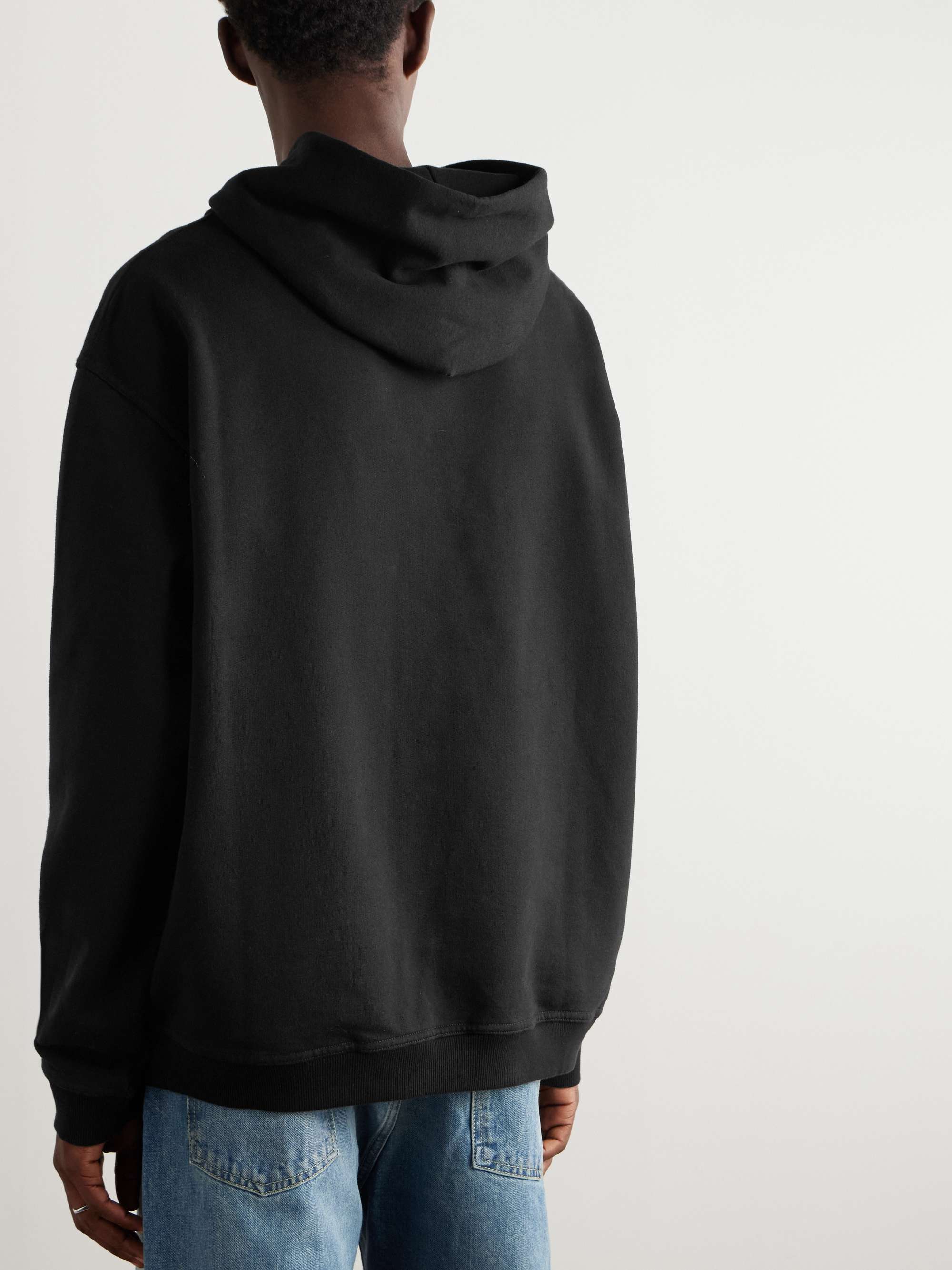 Oversized Logo-Embroidered Cotton-Jersey Hoodie view