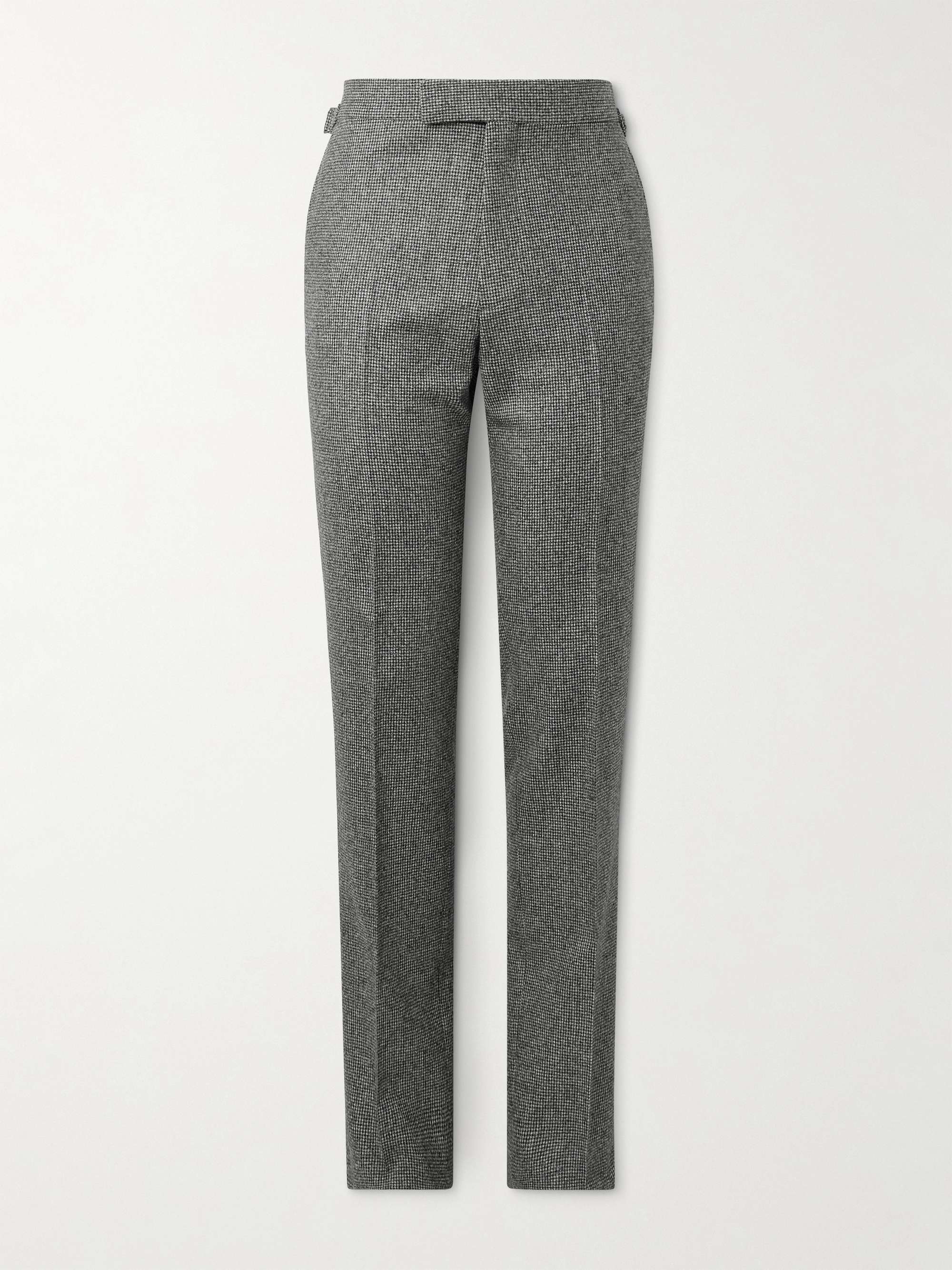 Slim-Fit Straight-Leg Houndstooth Wool Suit Trousers hero visual