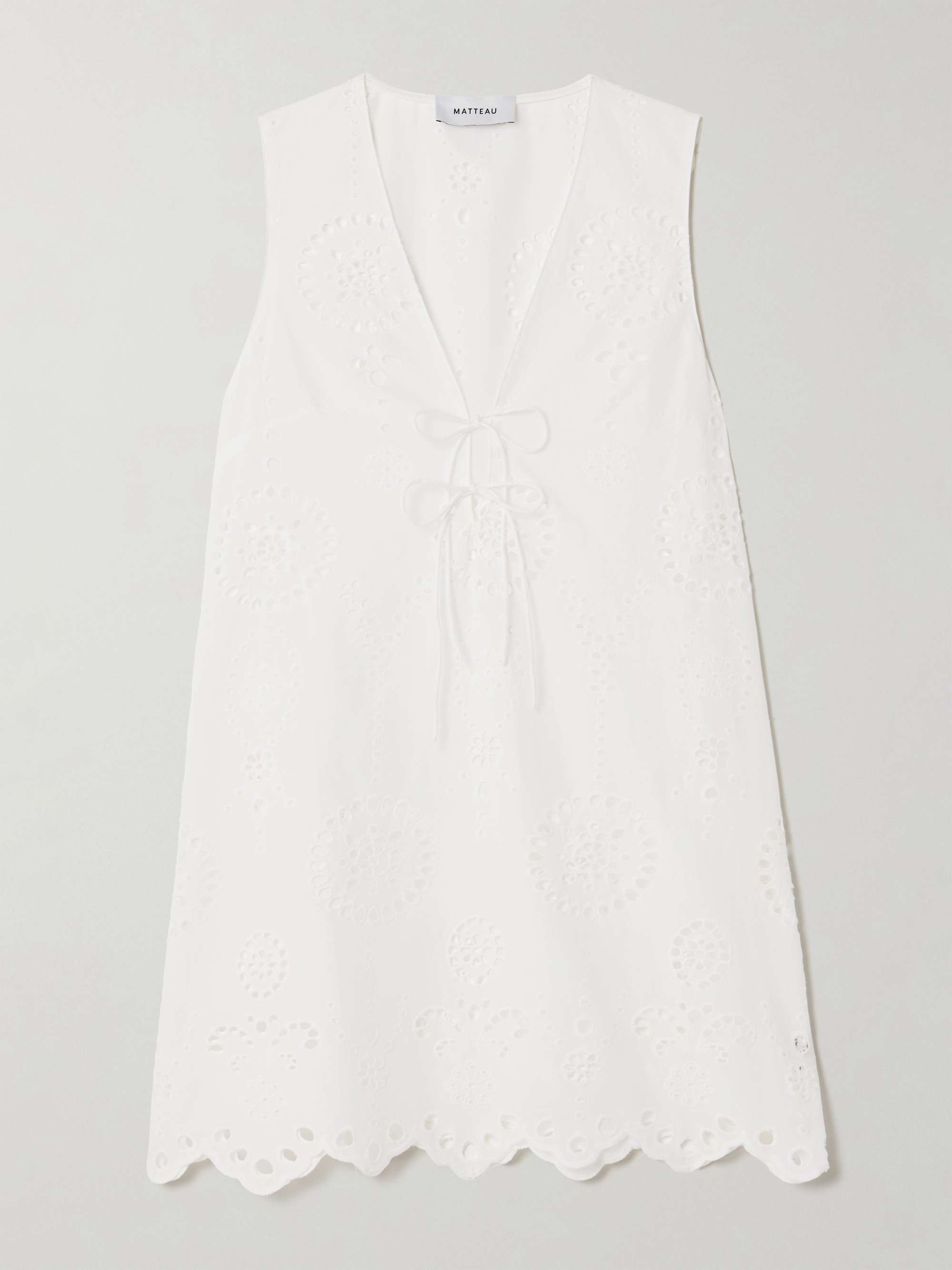 Scalloped broderie anglaise cotton mini dress hero visual