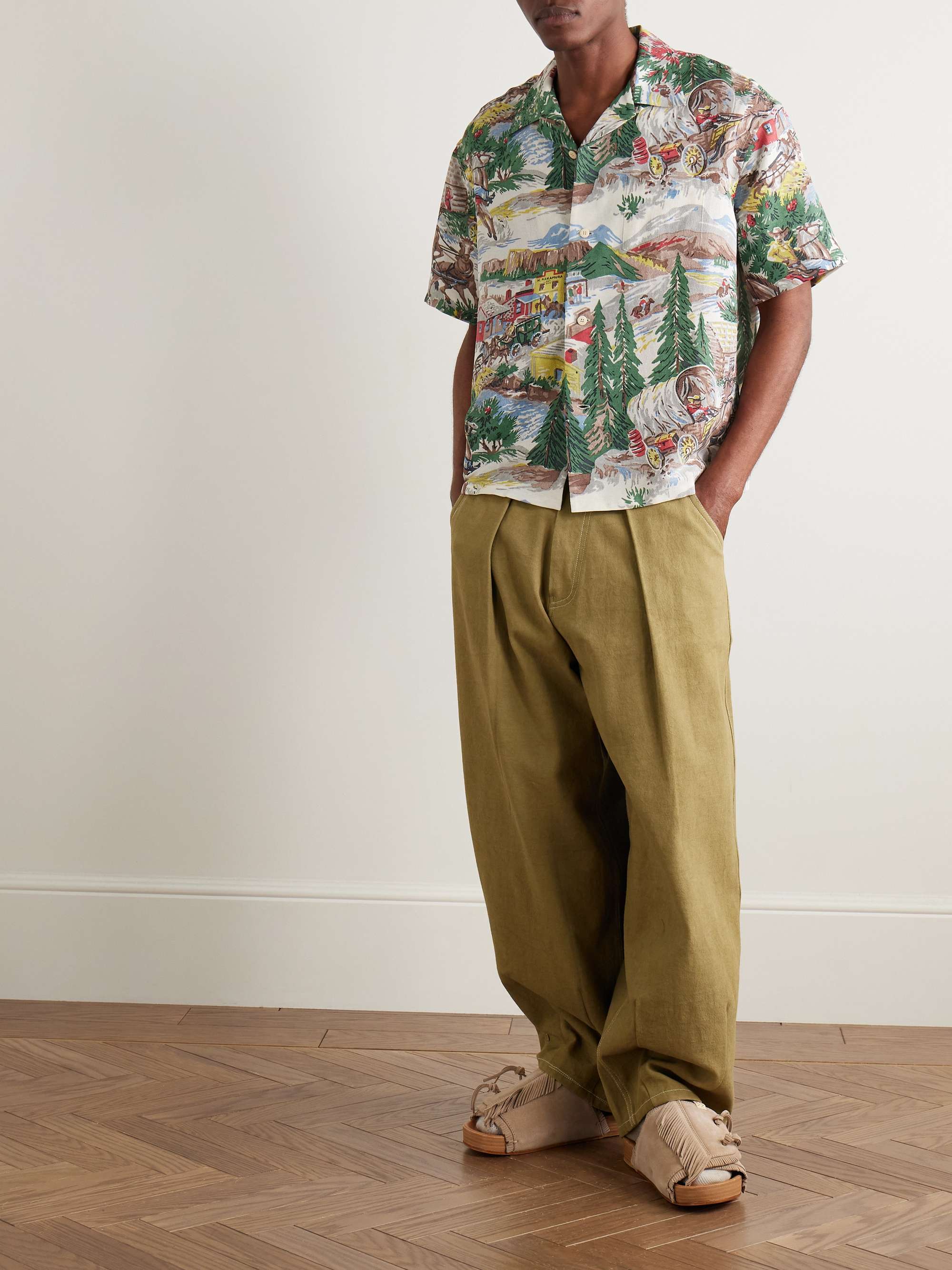 Crosby Convertible-Collar Printed Silk Shirt view
