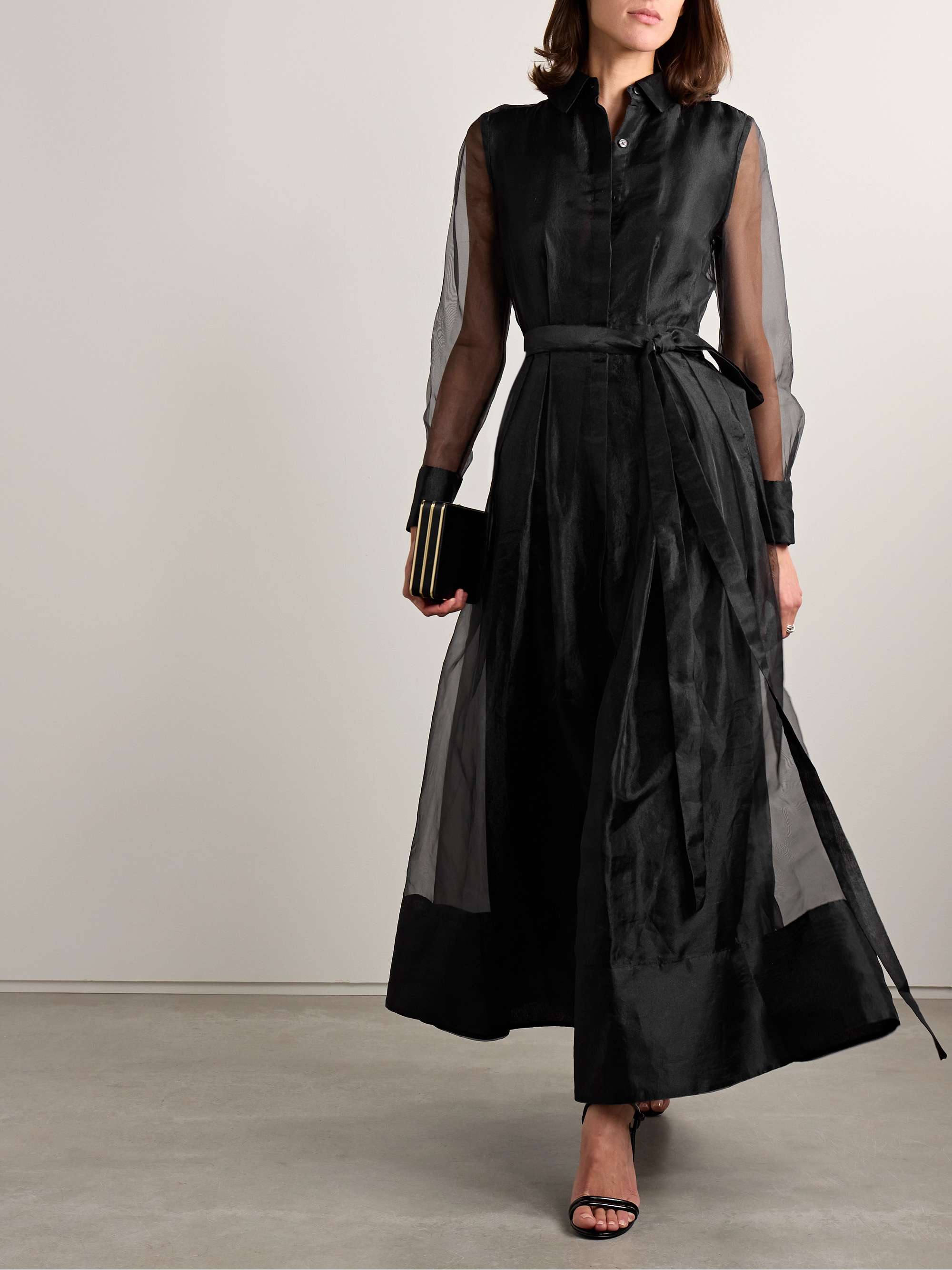 Montgomery belted pleated organza midi dress view