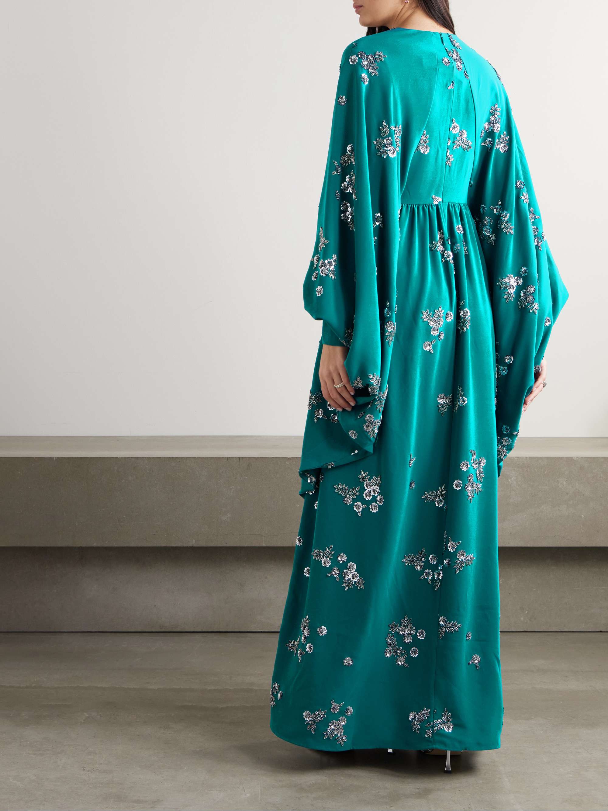 Leah embellished recycled-crepe gown view