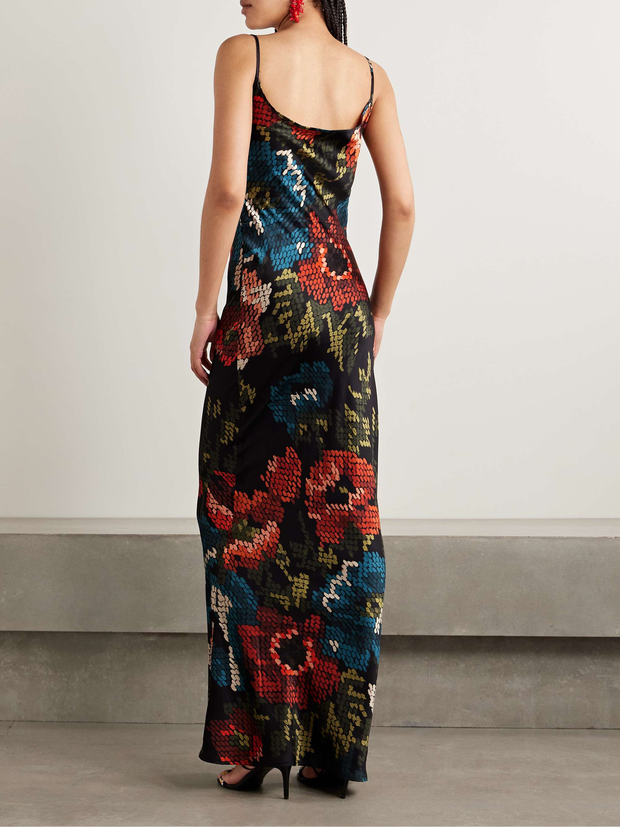 Willow floral-print silk-satin maxi dress view