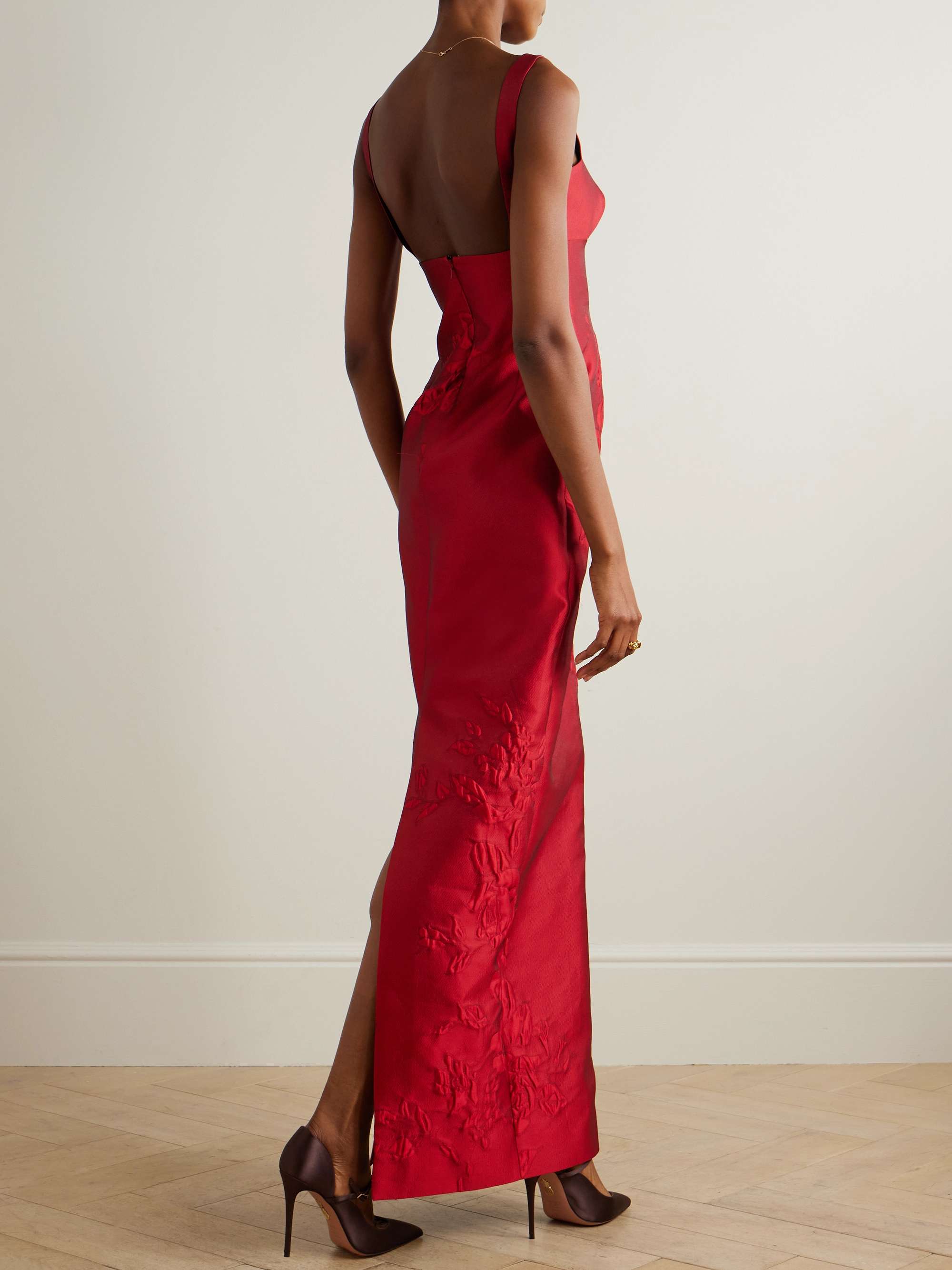 Micheline floral cloqué gown view