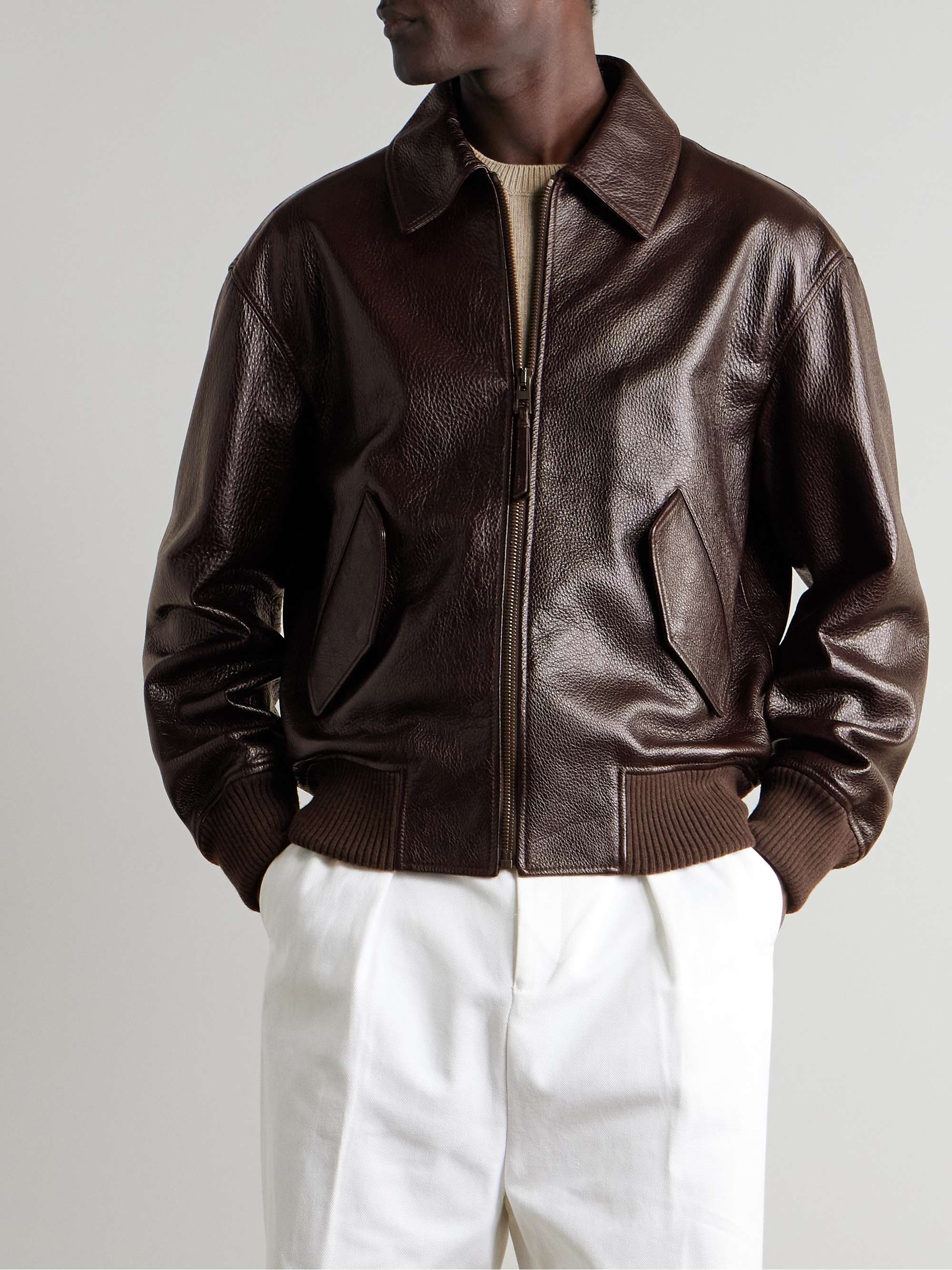 Textured-Leather Jacket view