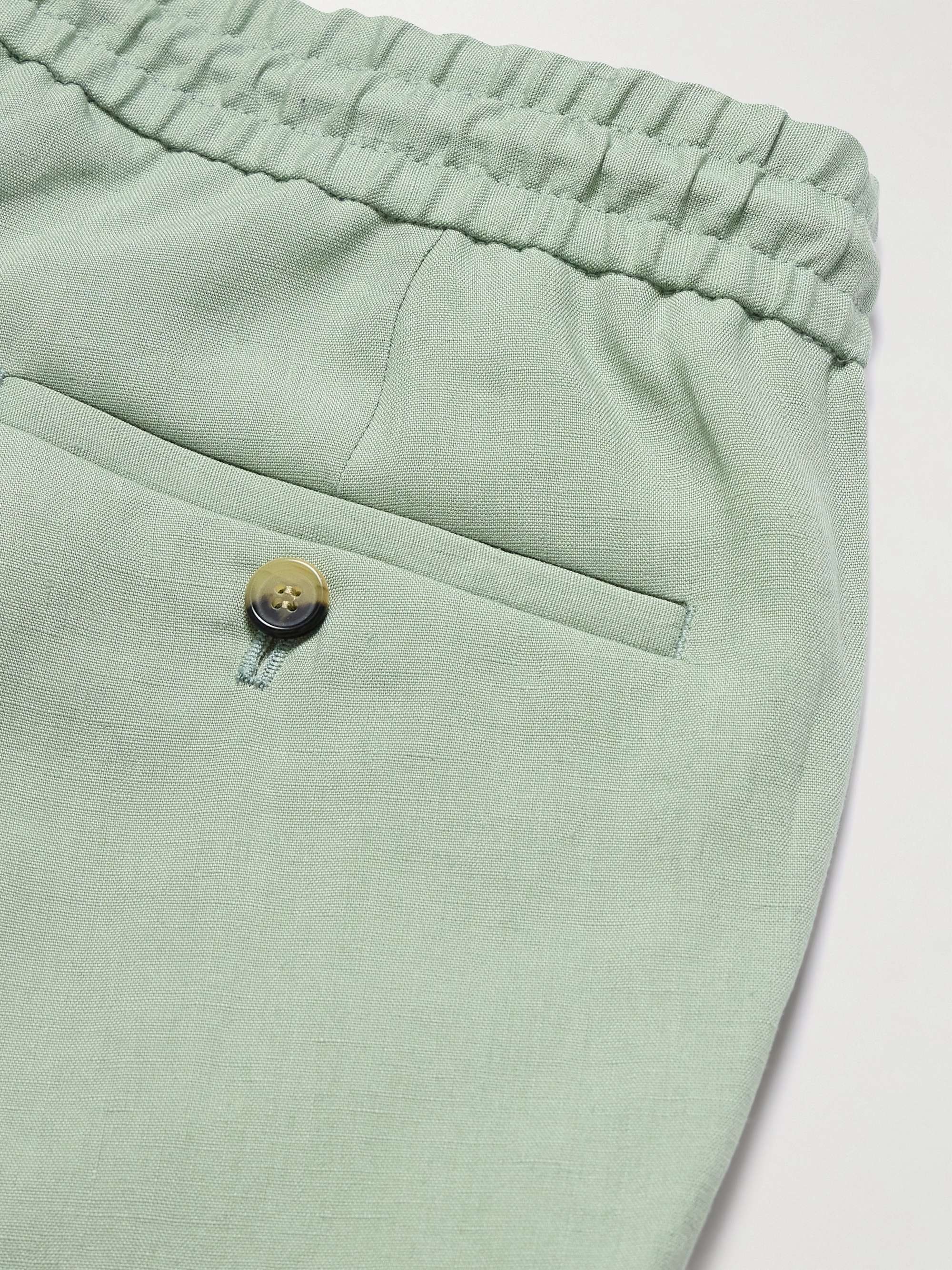 Slim-Fit Straight-Leg Linen Drawstring Trousers view
