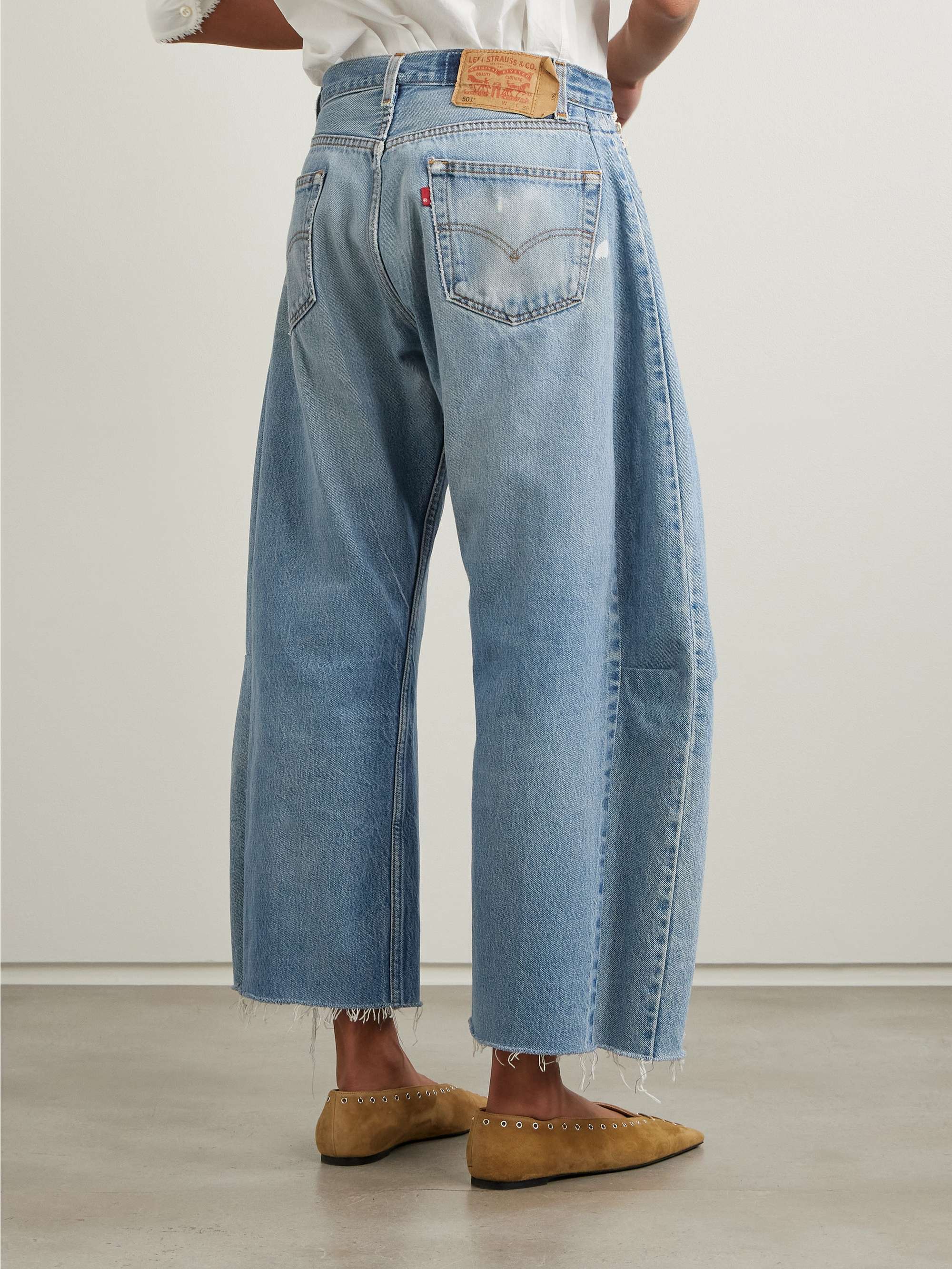 Vintage Lasso high-rise lace-trimmed distressed barrel-leg jeans view