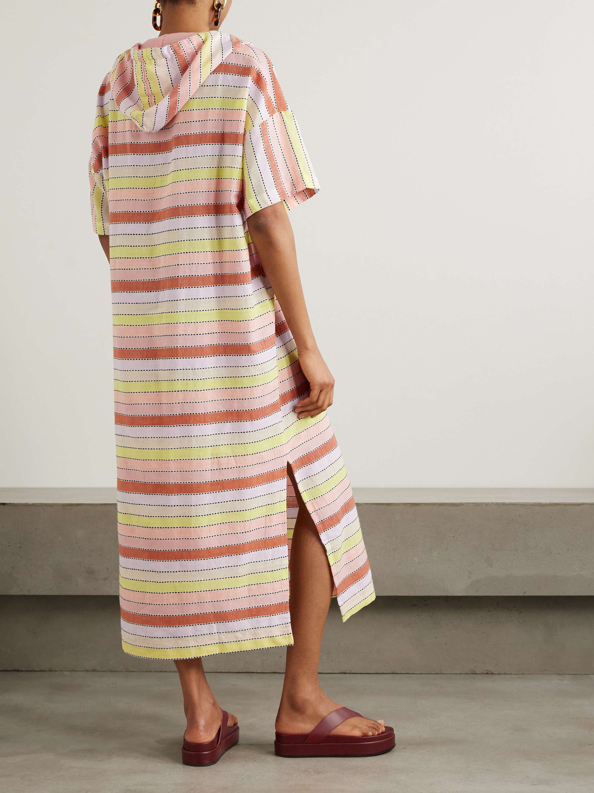 Beritu hooded striped cotton-blend coverup view