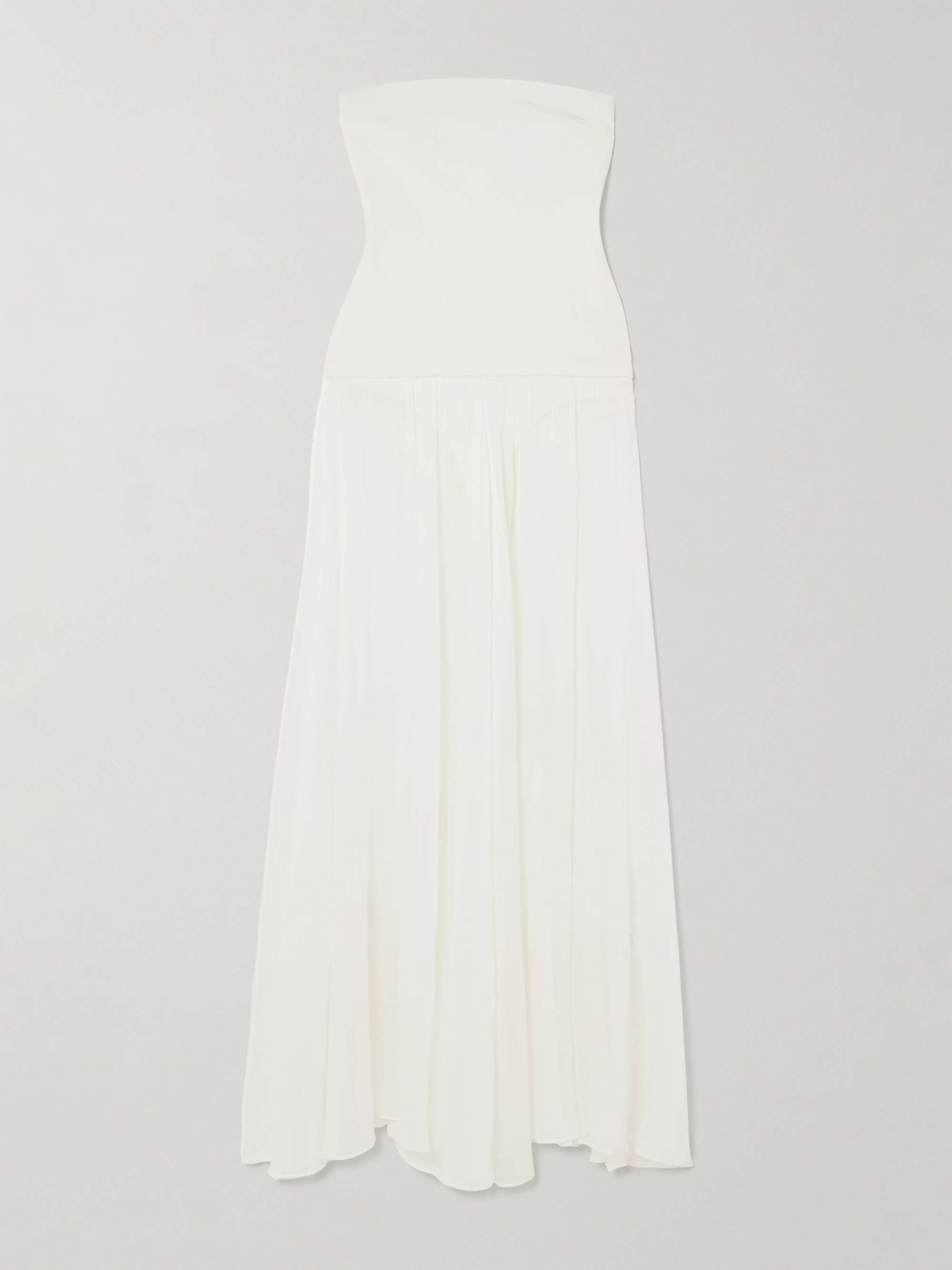 Aire strapless ponte and linen and silk-blend midi dress hero visual