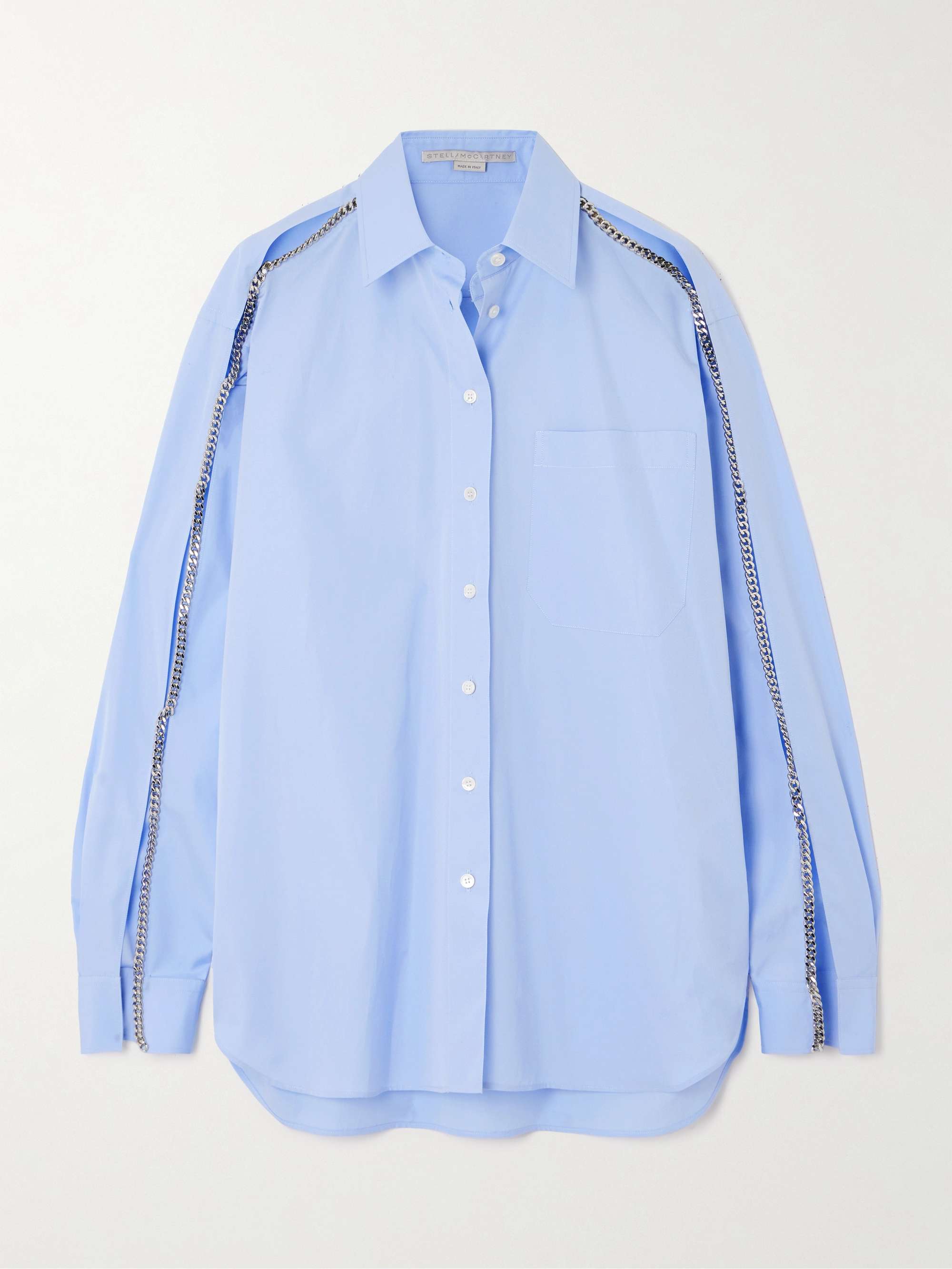 Chain-embellished cutout organic cotton Oxford shirt hero visual