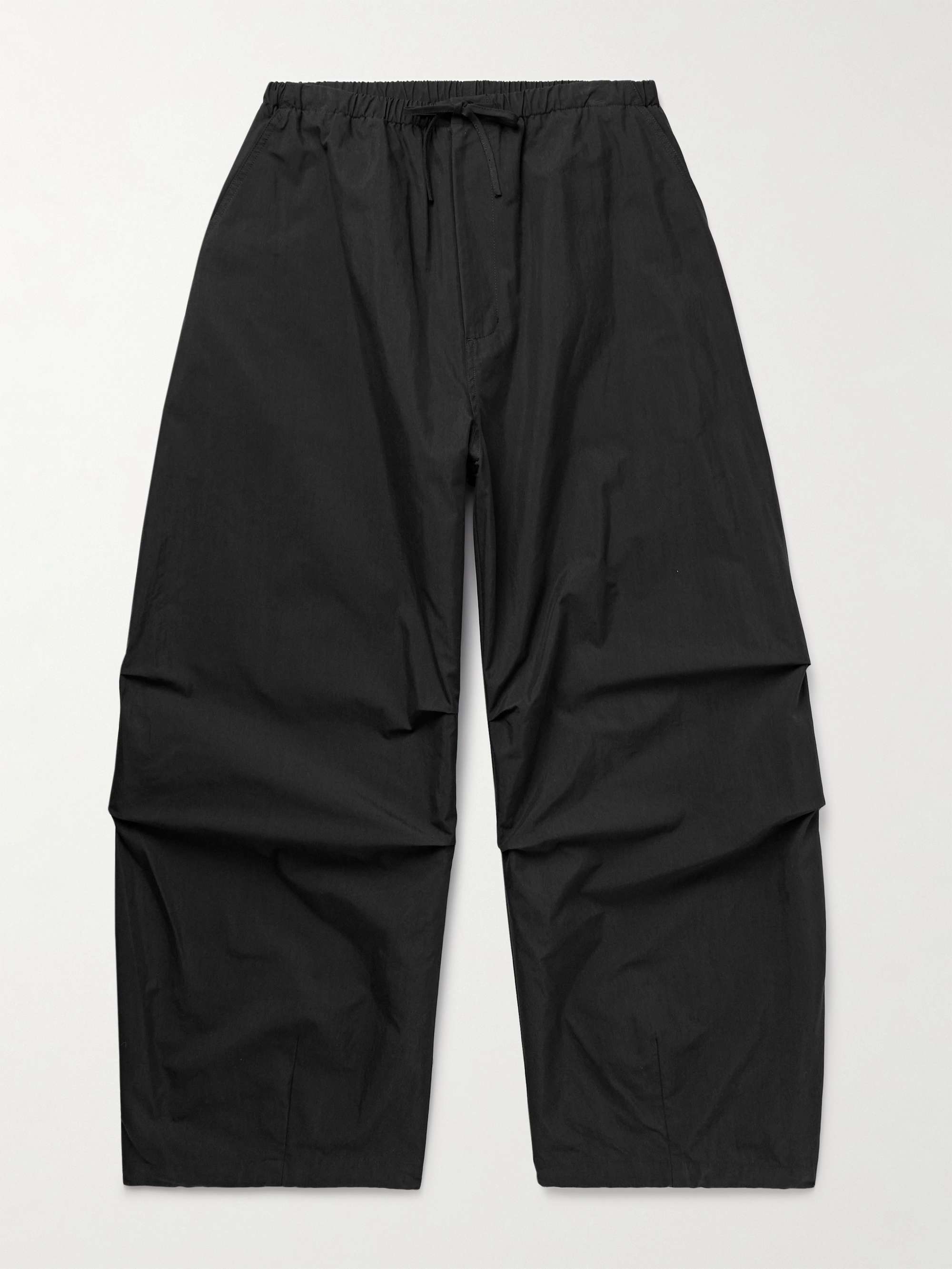 Wide-Leg Cotton-Blend Twill Drawstring Trousers hero visual