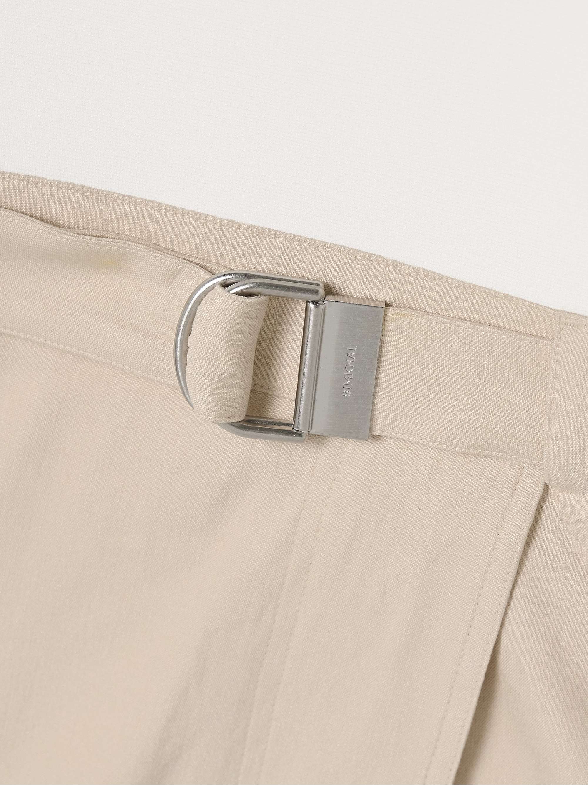 Camden belted linen-blend and stretch-knit midi dress view