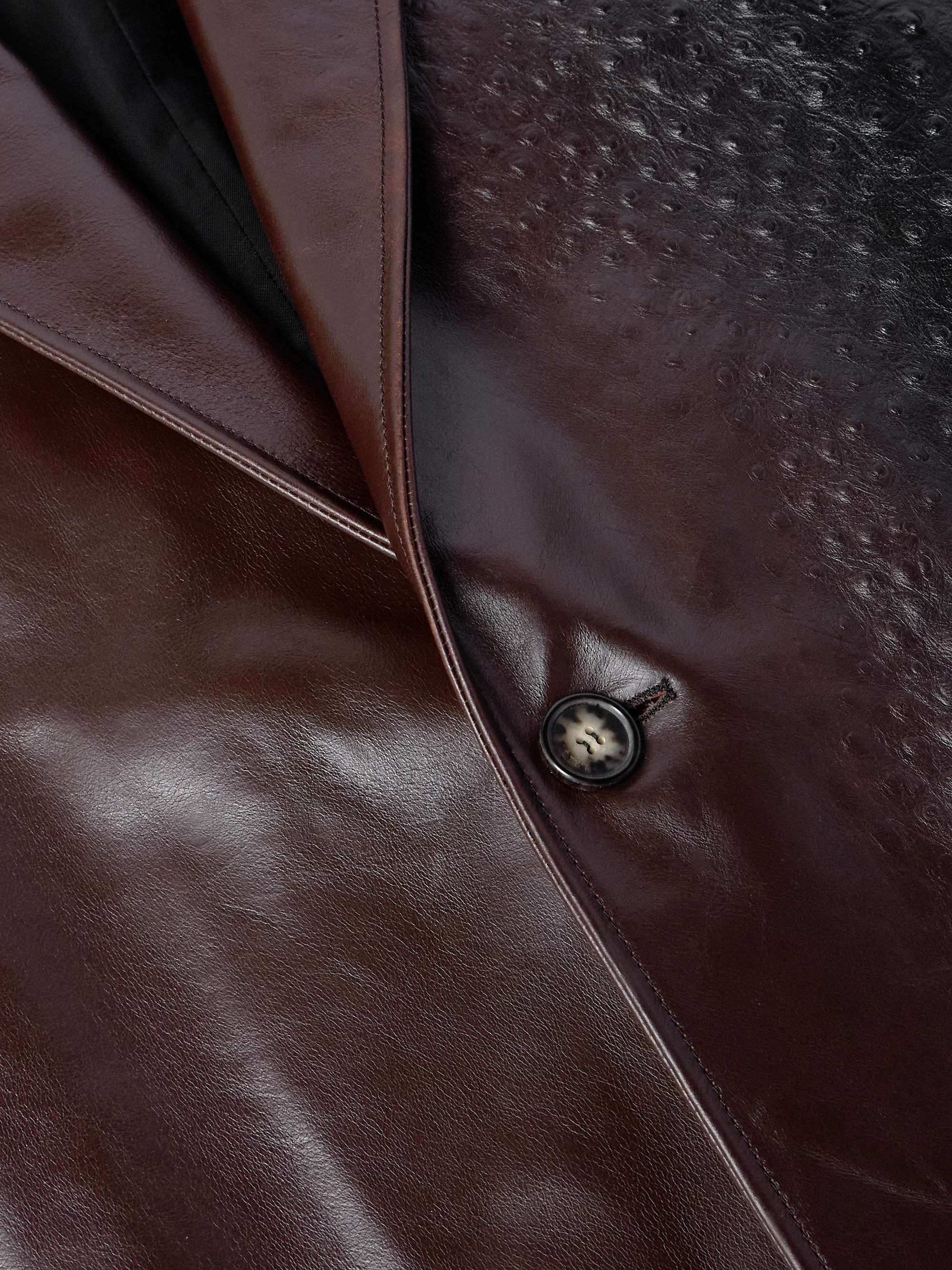 Oversized Dégradé Ostrich-Effect Leather Coat view