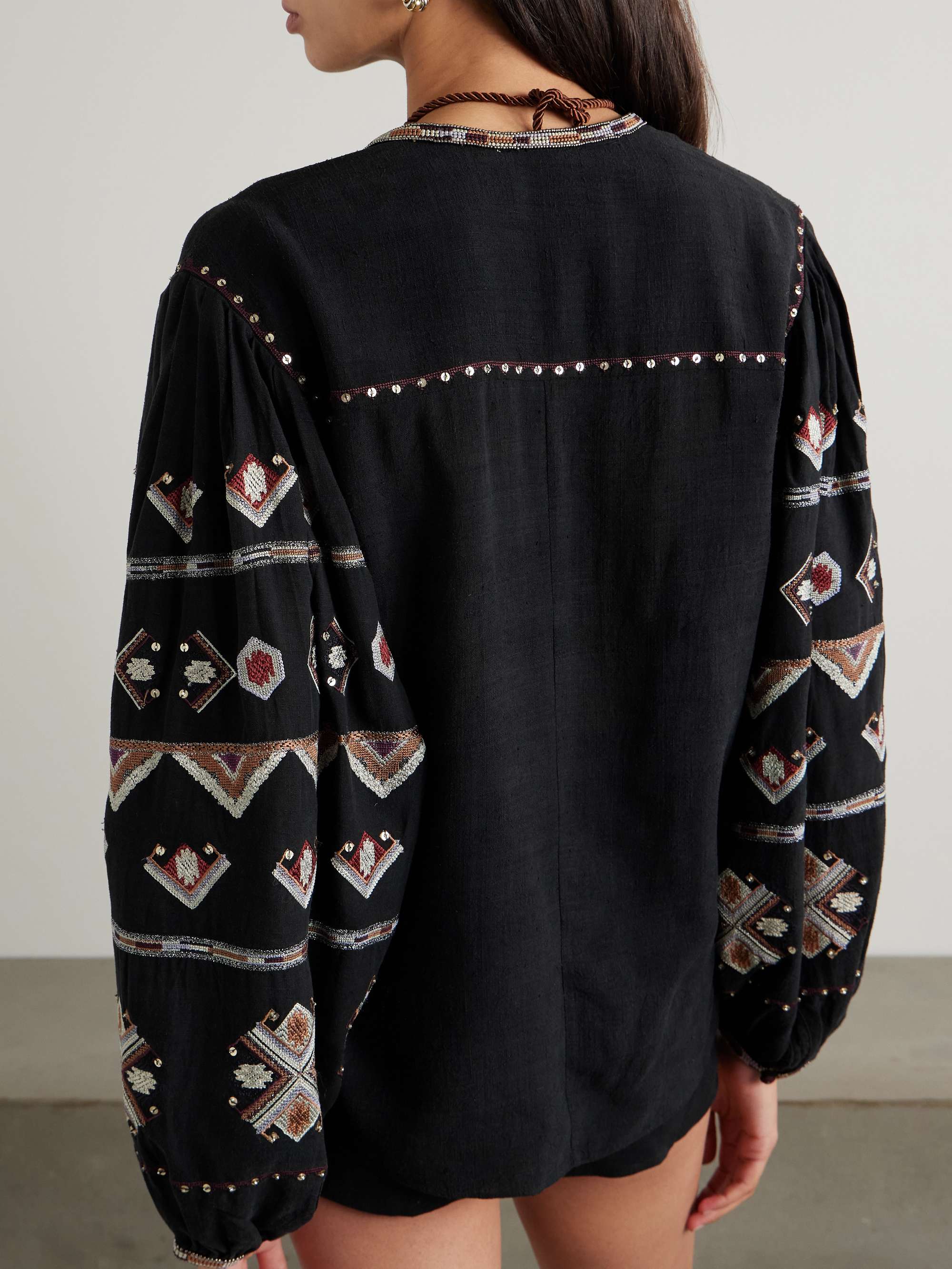 Zielle embellished embroidered silk-gauze blouse view
