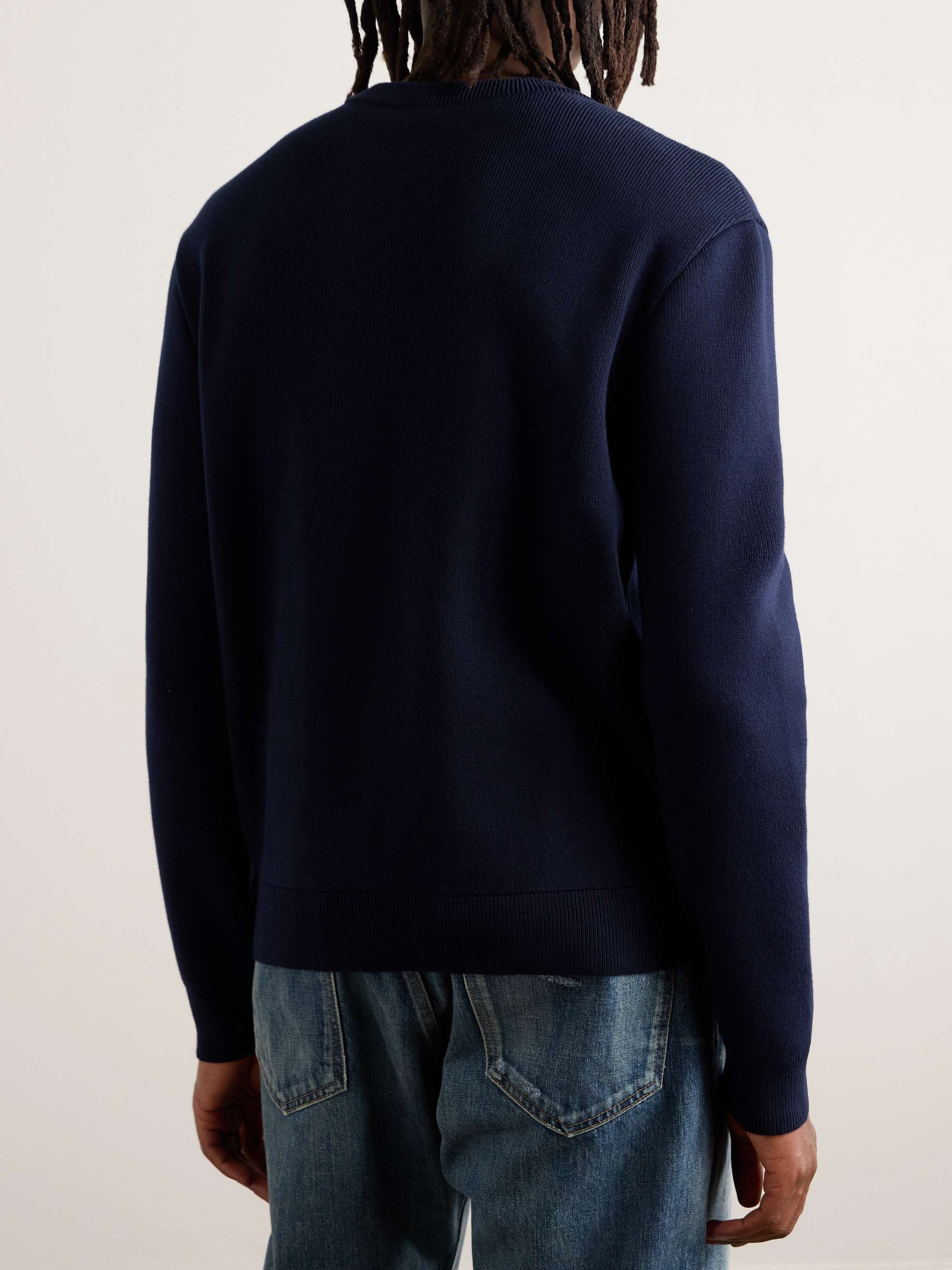 Logo-Flocked Ribbed Cotton Sweatshirt view