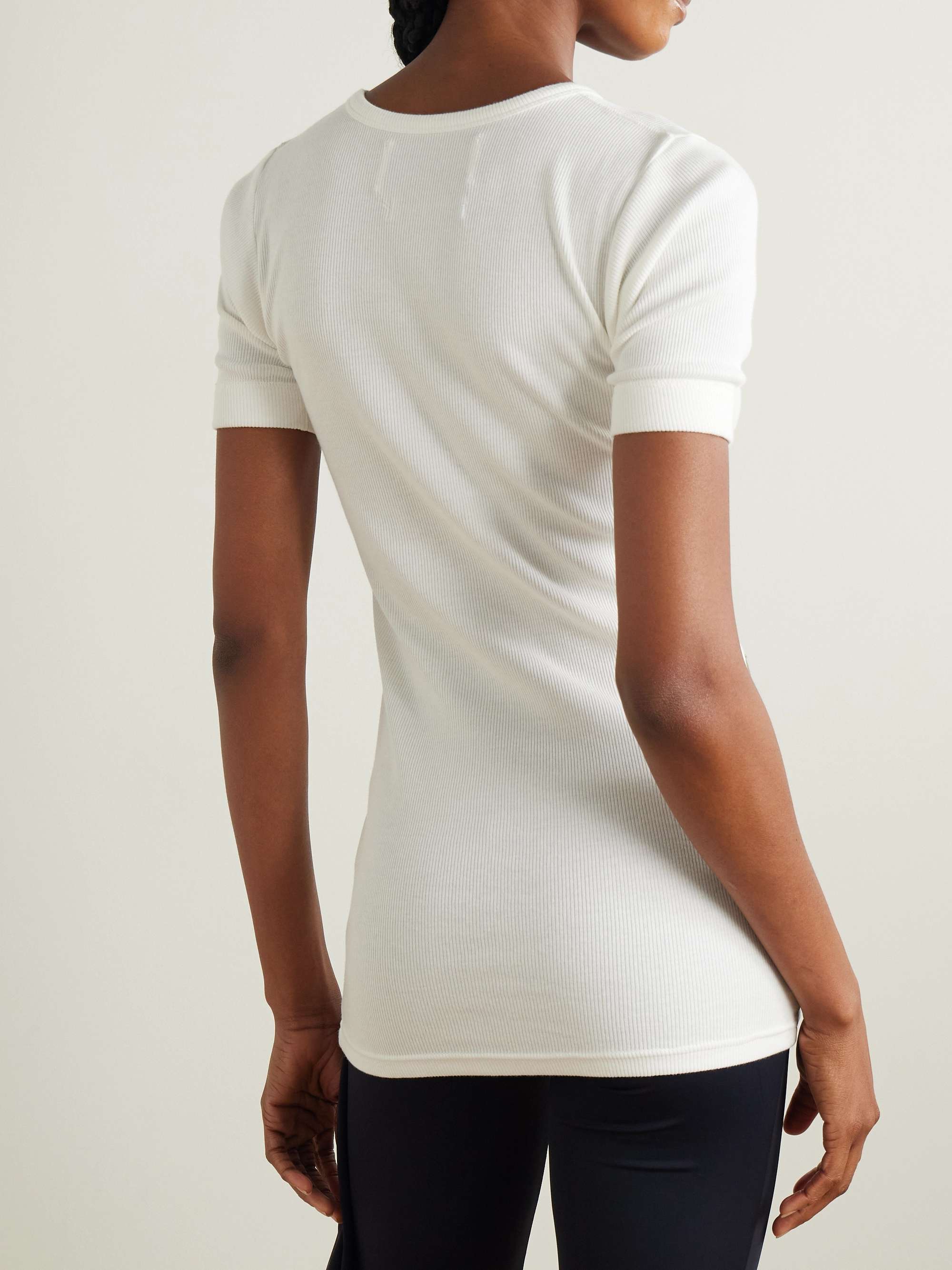 Floral-appliquéd ribbed cotton-jersey T-shirt view