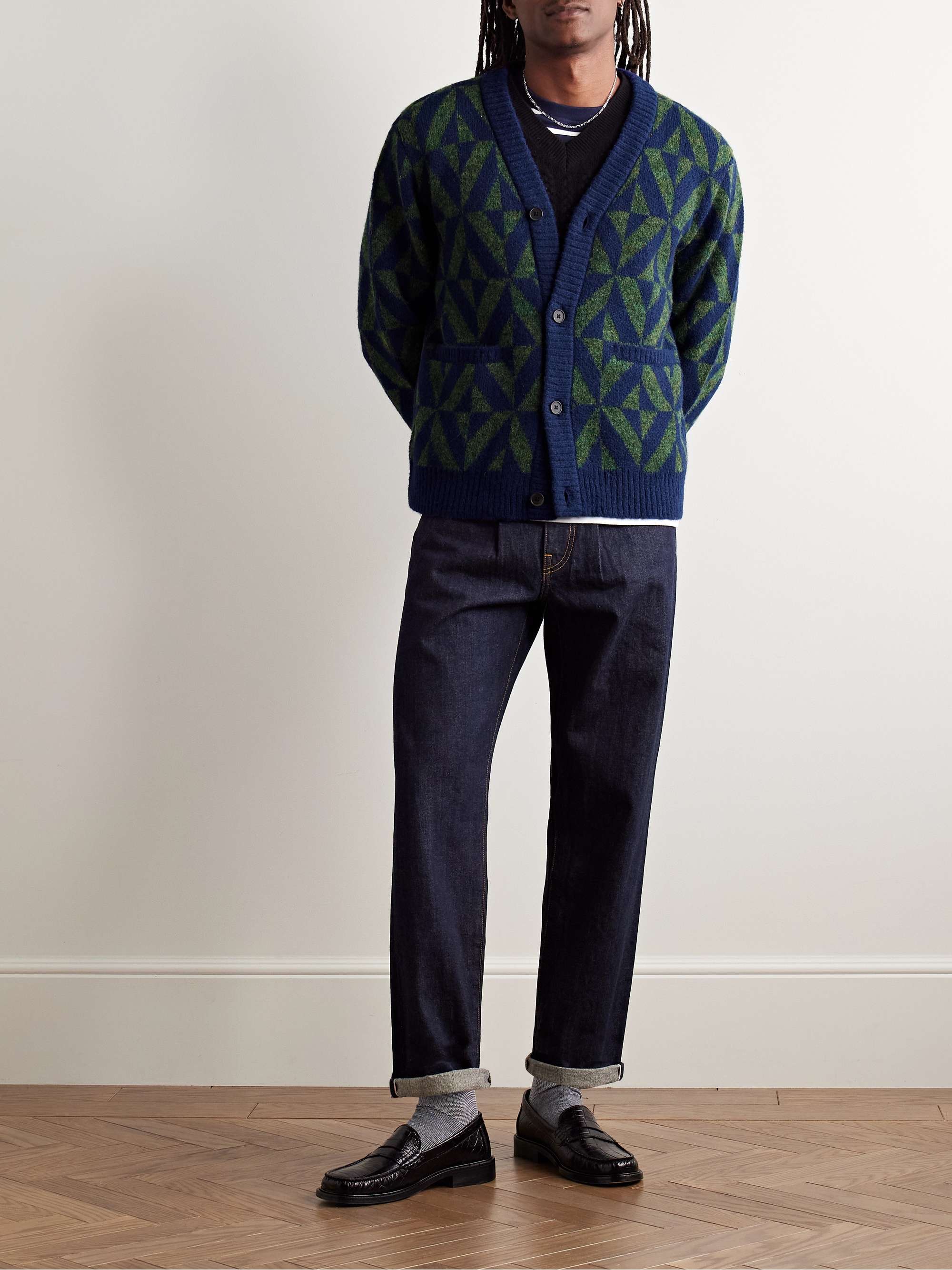 Jacquard-Knit Alpaca-Blend Cardigan view