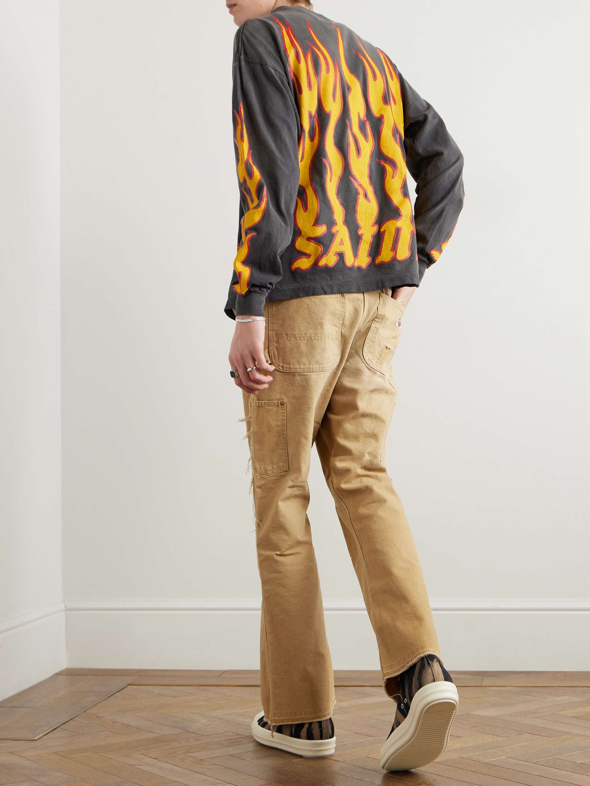 Soul On Fire Distressed Printed Cotton-Jersey T-Shirt view