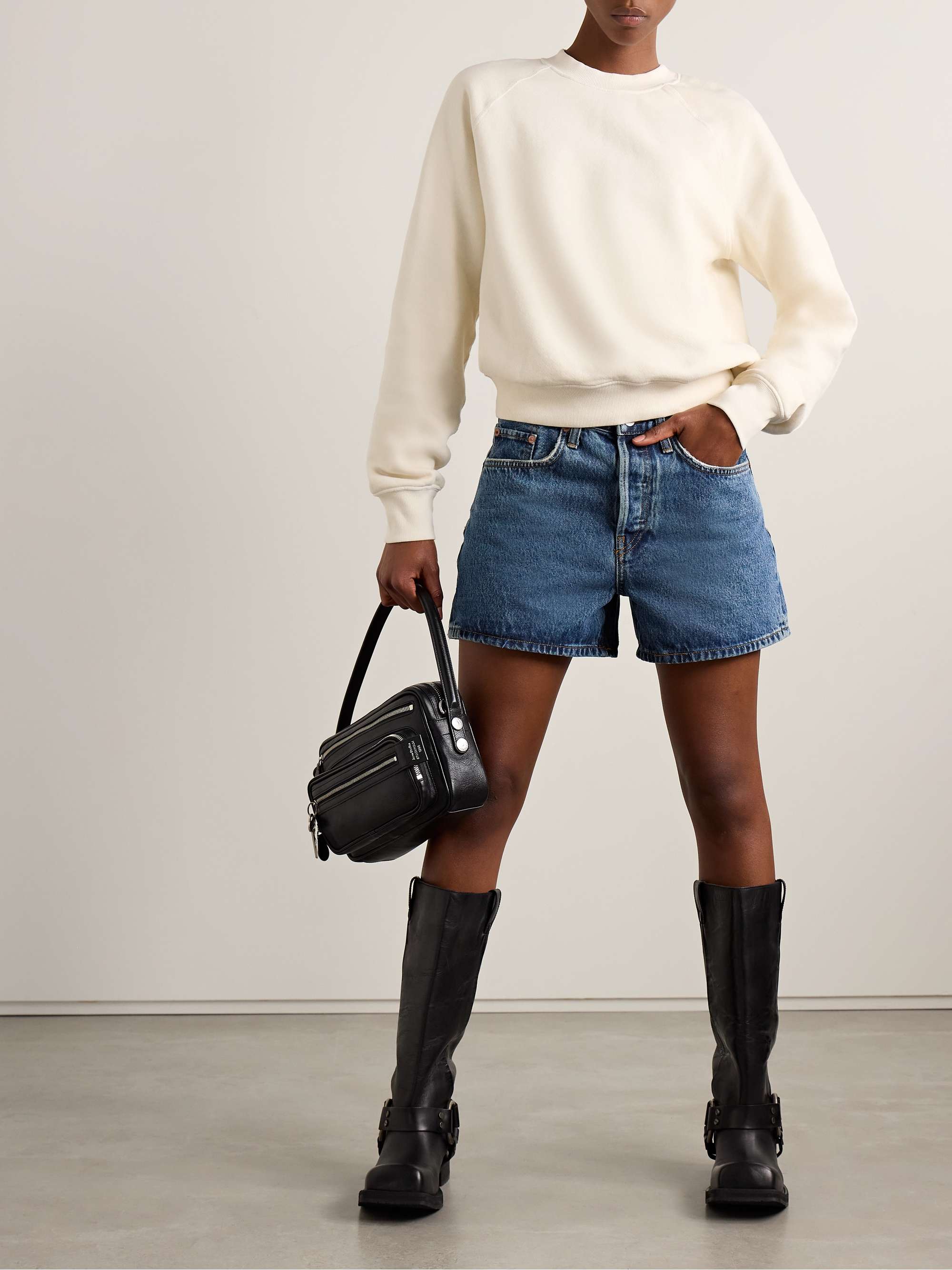 Organic denim shorts view