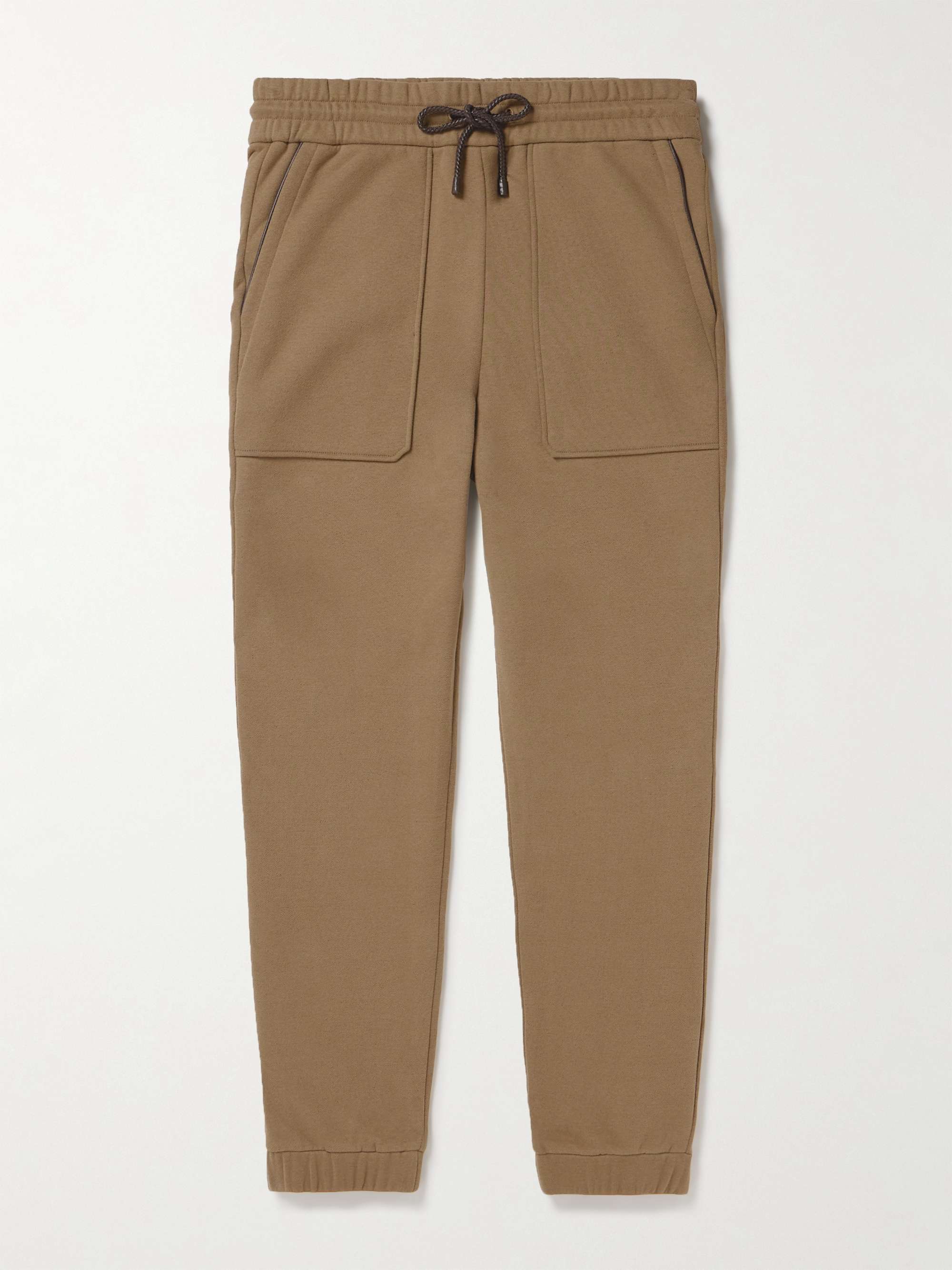 Tapered Leather-Trimmed Cotton-Blend Jersey Sweatpants hero visual