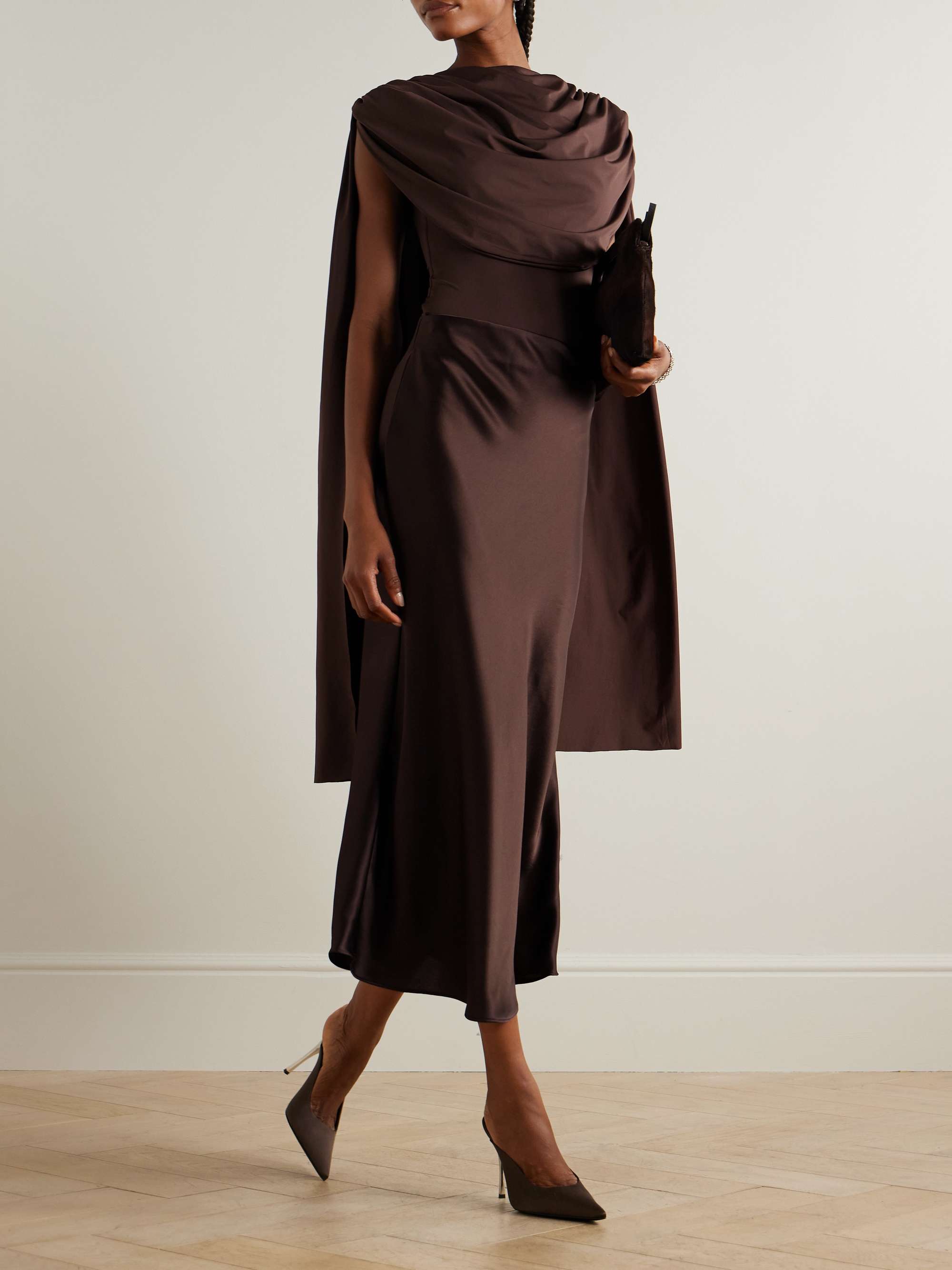 Burano cape-effect draped stretch-jersey bodysuit view