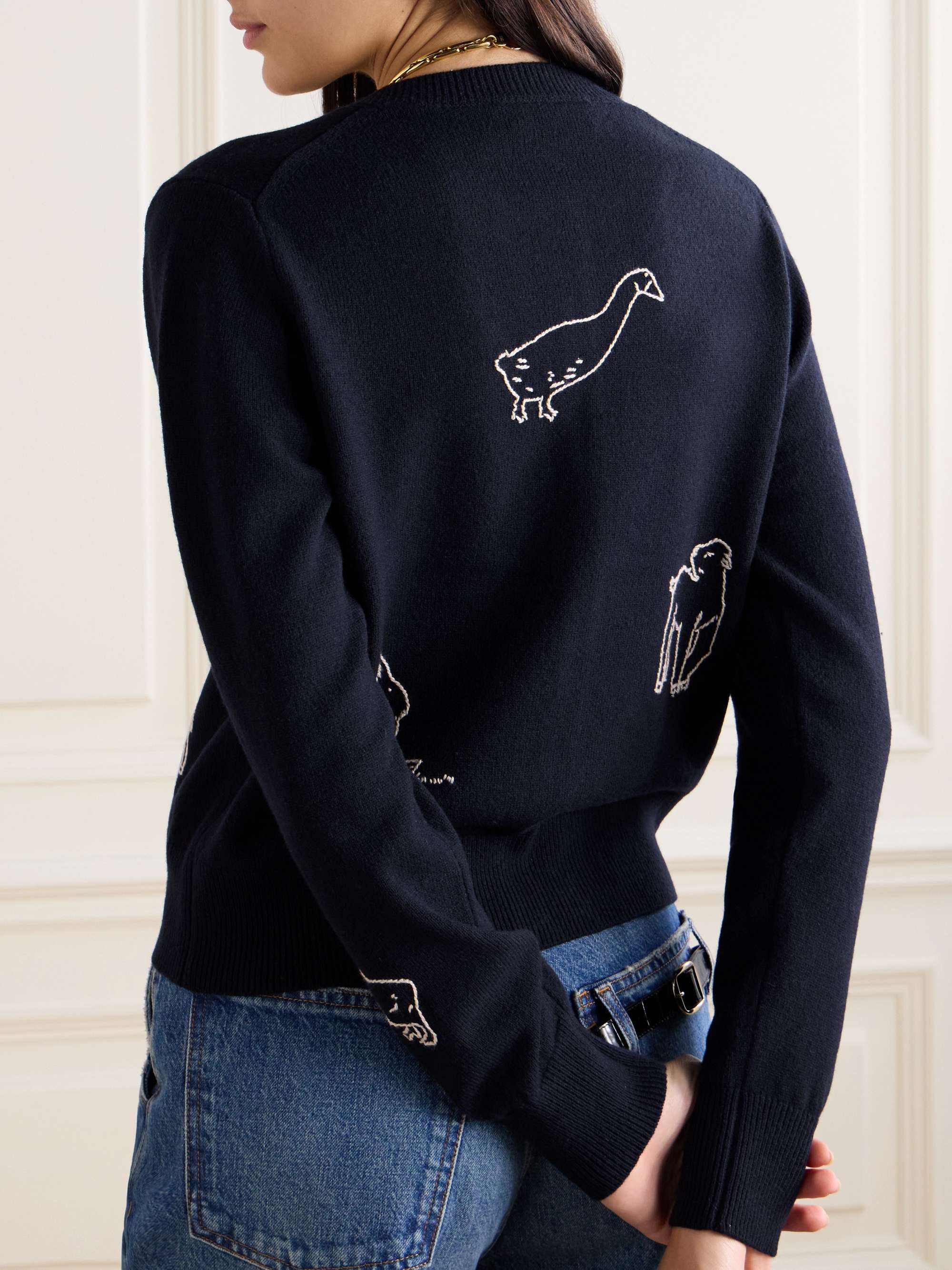 Embroidered merino wool cardigan view