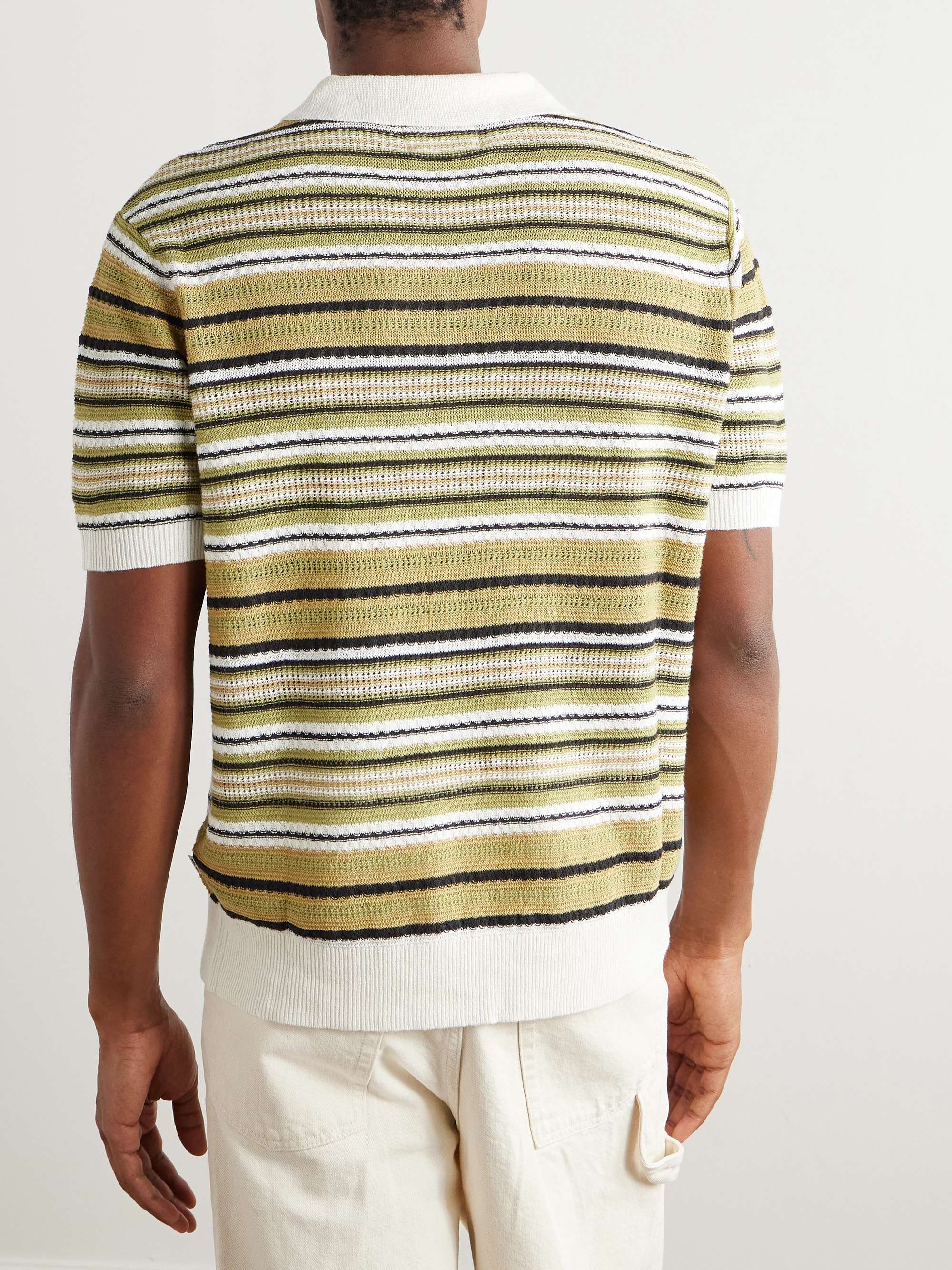 Noam 6689 Striped Linen Polo Shirt view