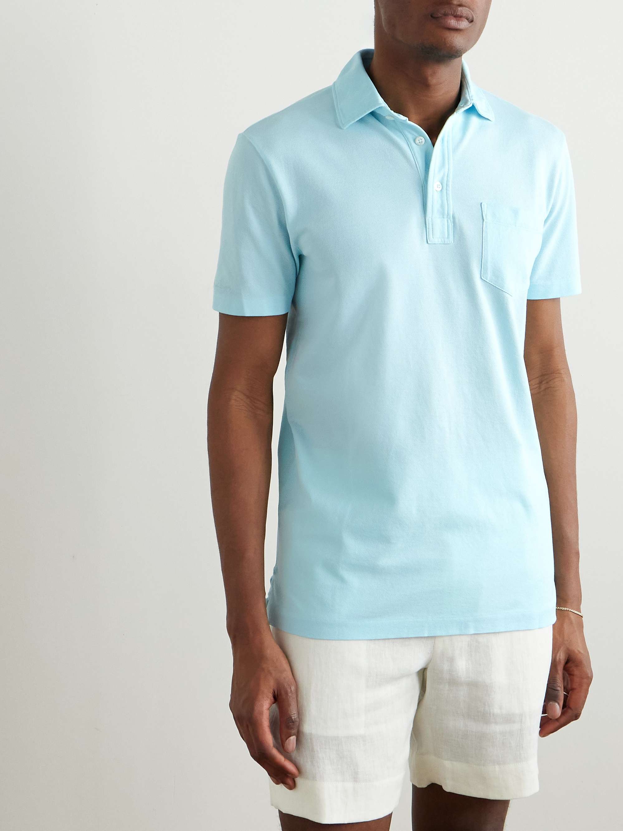 Slim-Fit Washed Cotton-Piqué Polo Shirt view
