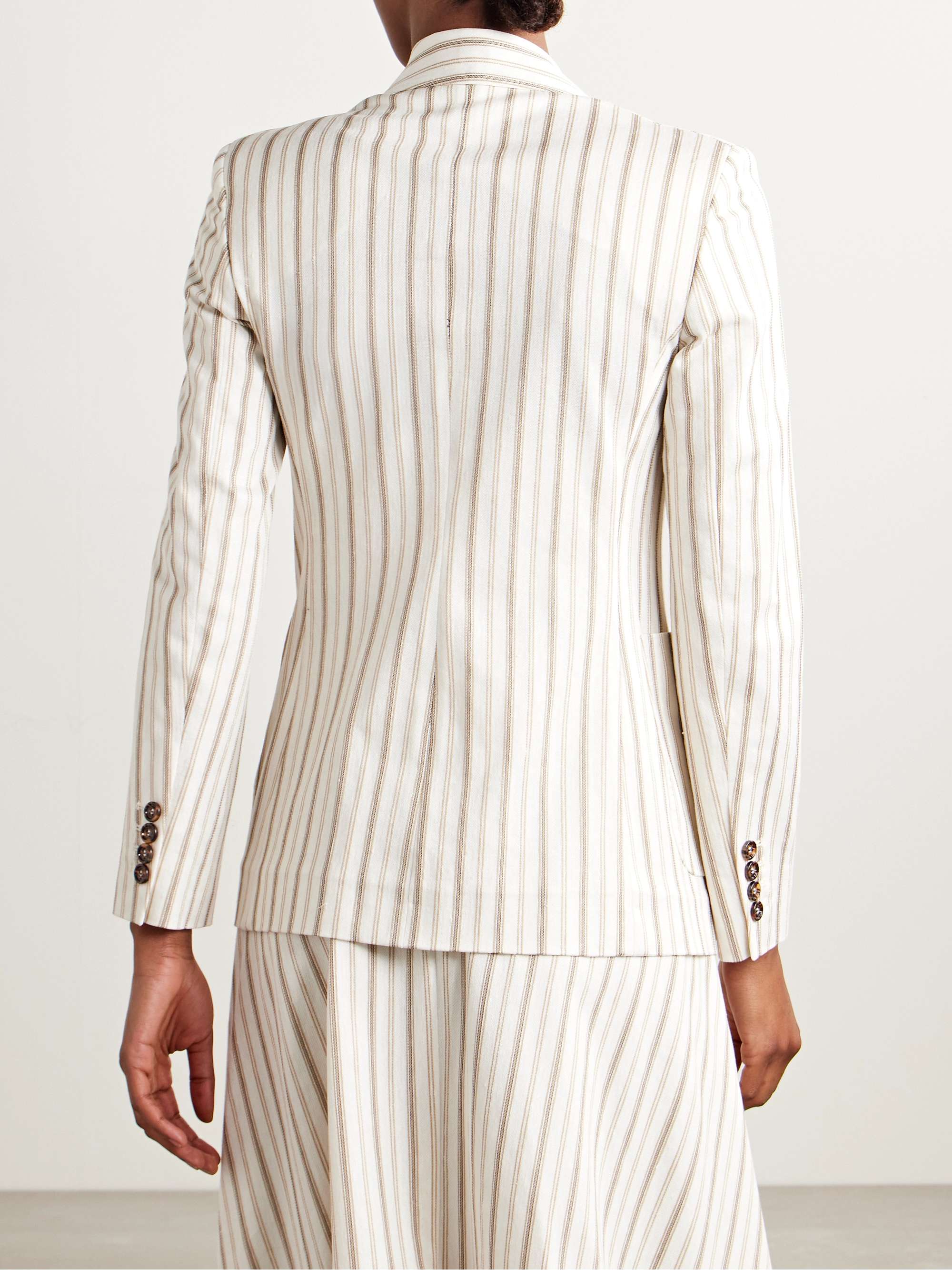Pensile double-breasted striped cotton and linen-blend blazer view